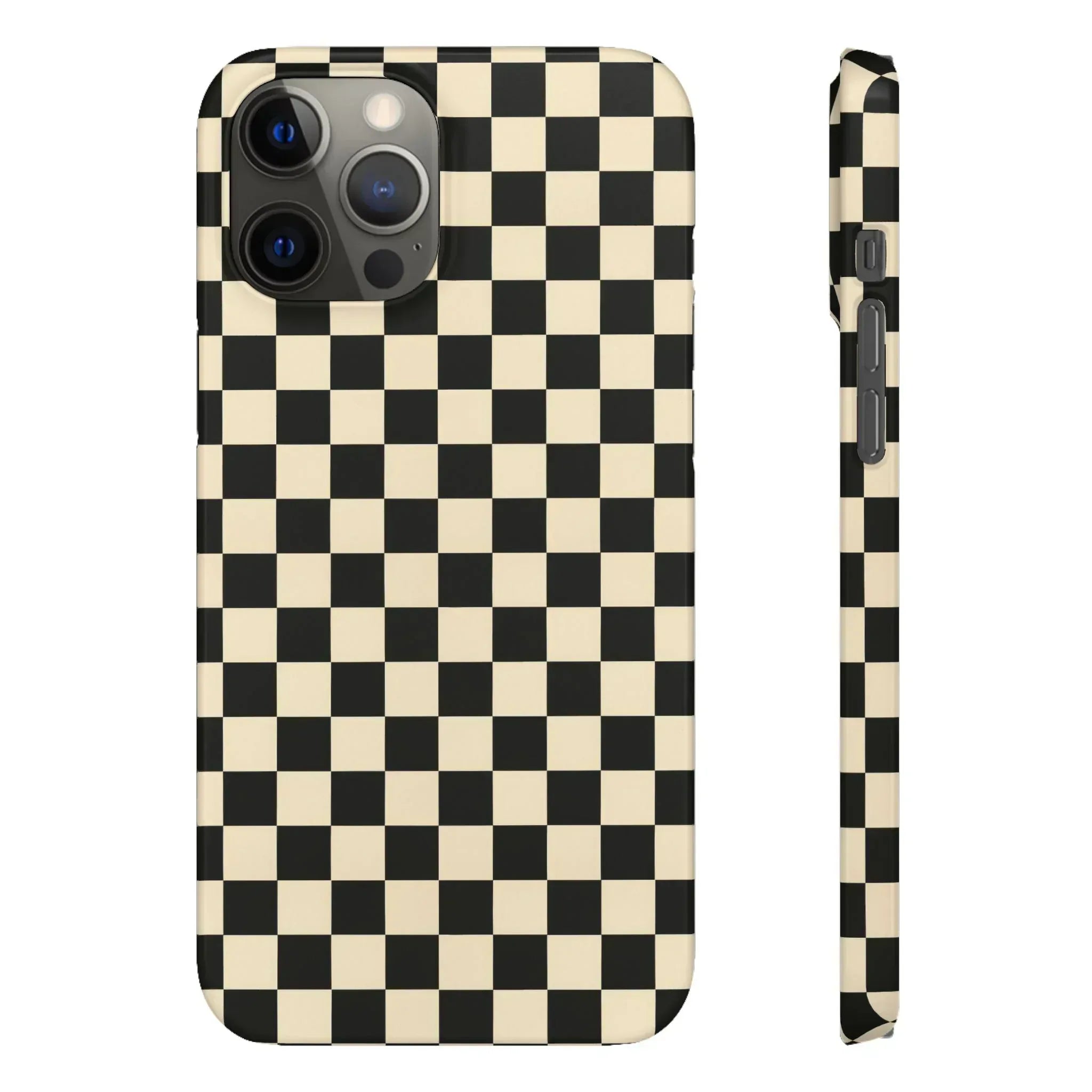 Stylish Matte Checker Phone Case for iPhone 11-17 and Galaxy S20-S25 - KARARMDESIGN