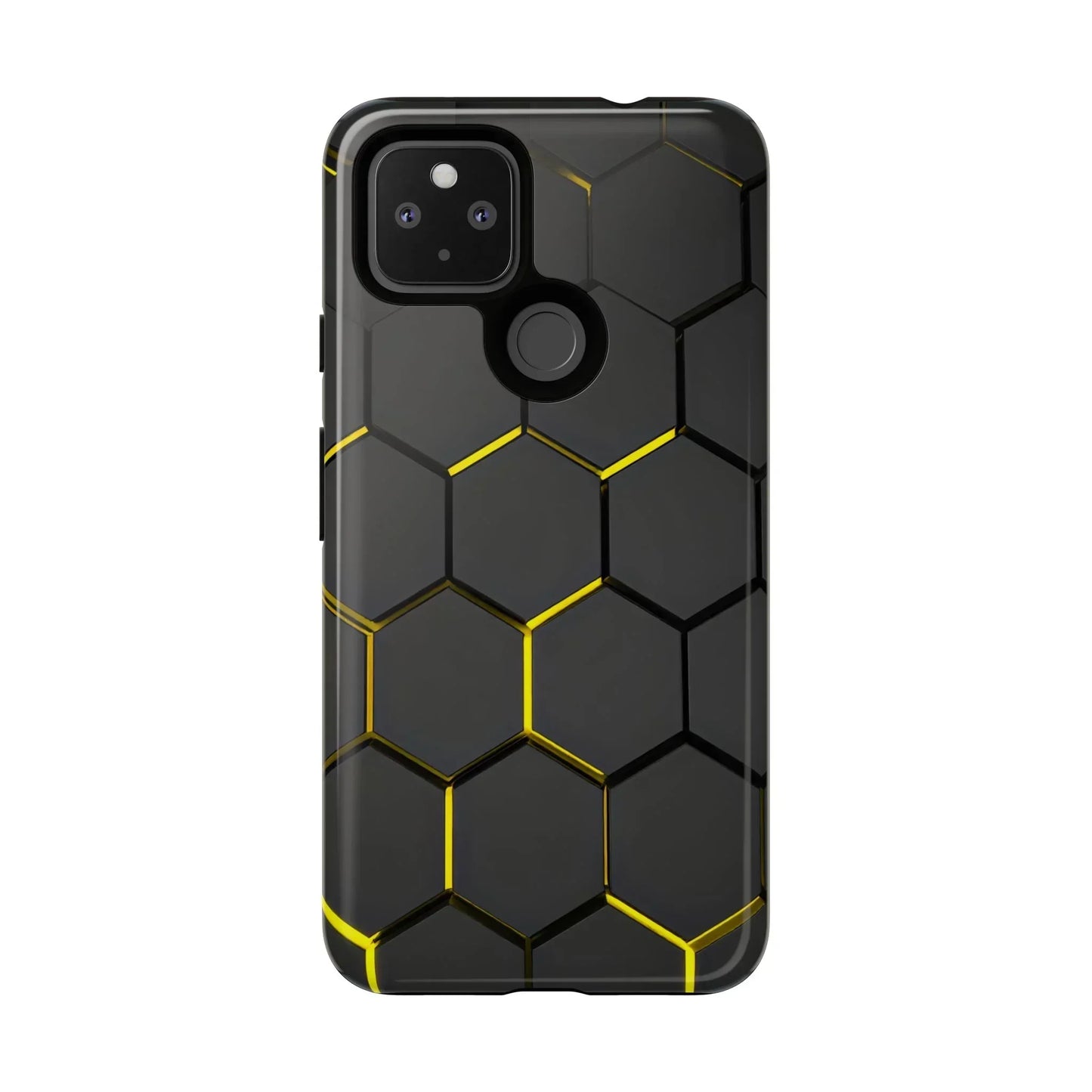 Black and Yellow Hexagon Geometric Tough Phone Case for Galaxy and Pixel - KarArmDesign