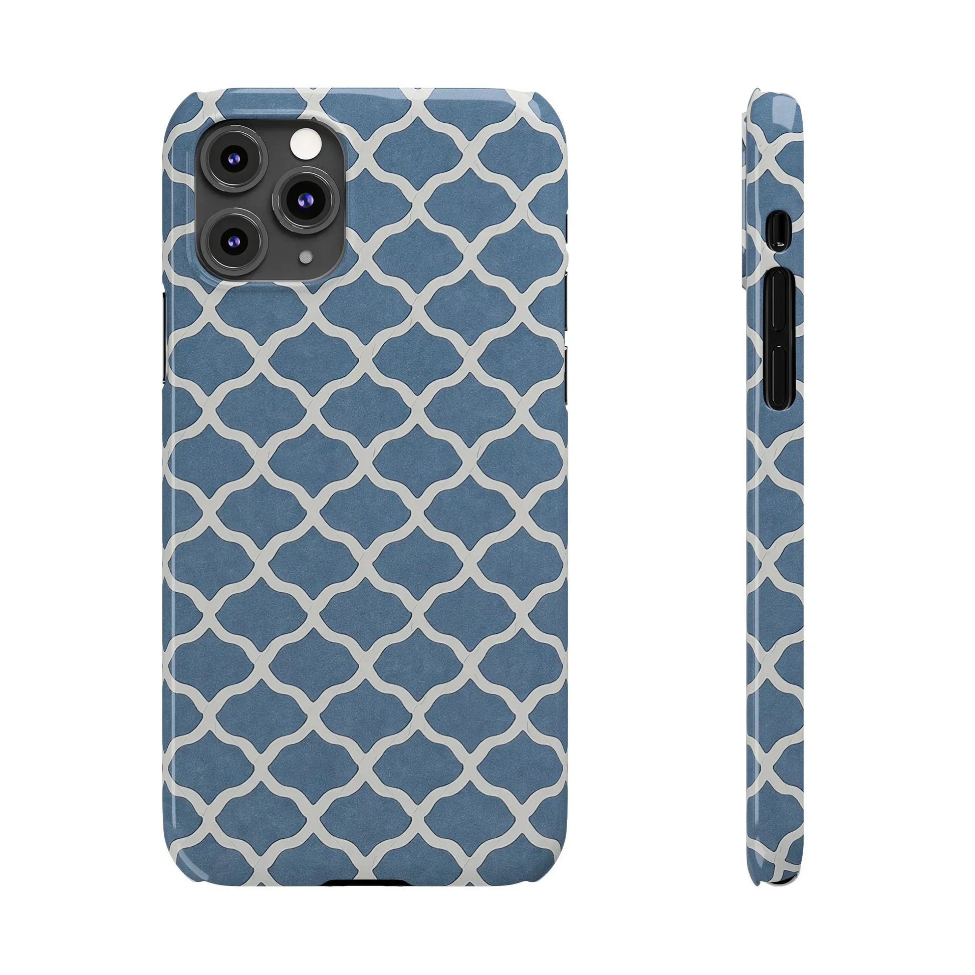 Azure Lattice Pattern Phone Case Slim Phone Cases for iPhone 11-17 - KARARMDESIGN