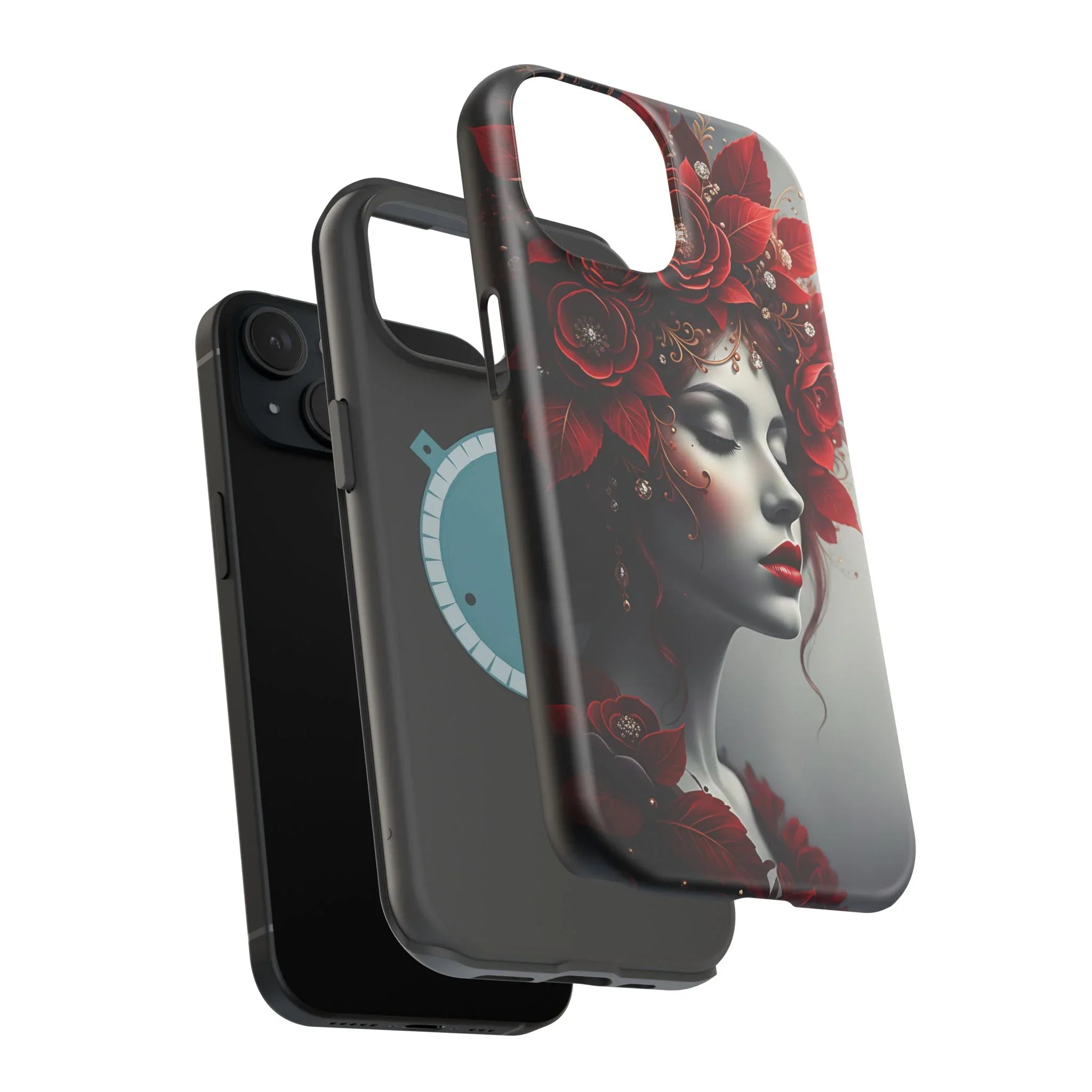 Scarlet Bloom Portrait Phone Case for iPhone 13-17 - KARARMDESIGN