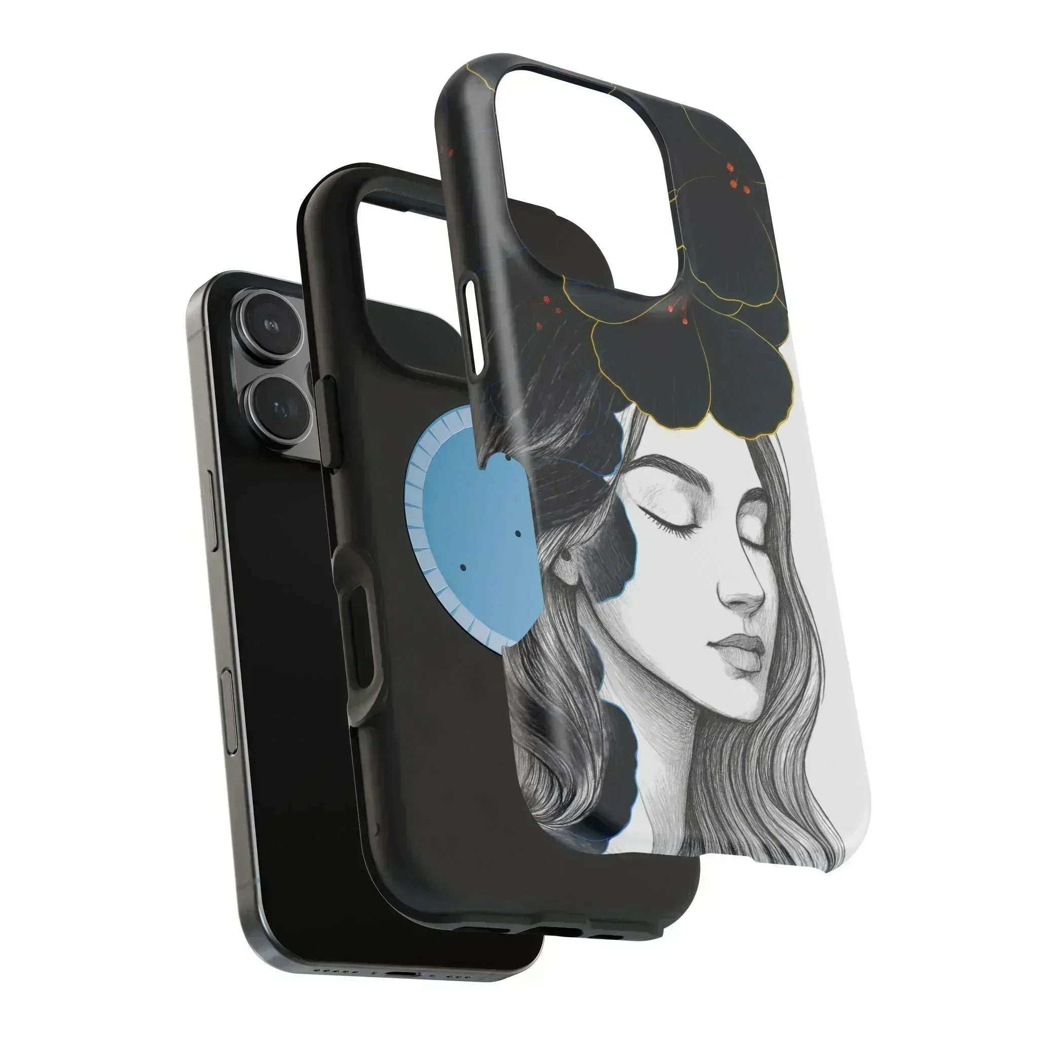 Dark Floral Elegance Phone Case for iPhone 13-16 - KARARMDESIGN