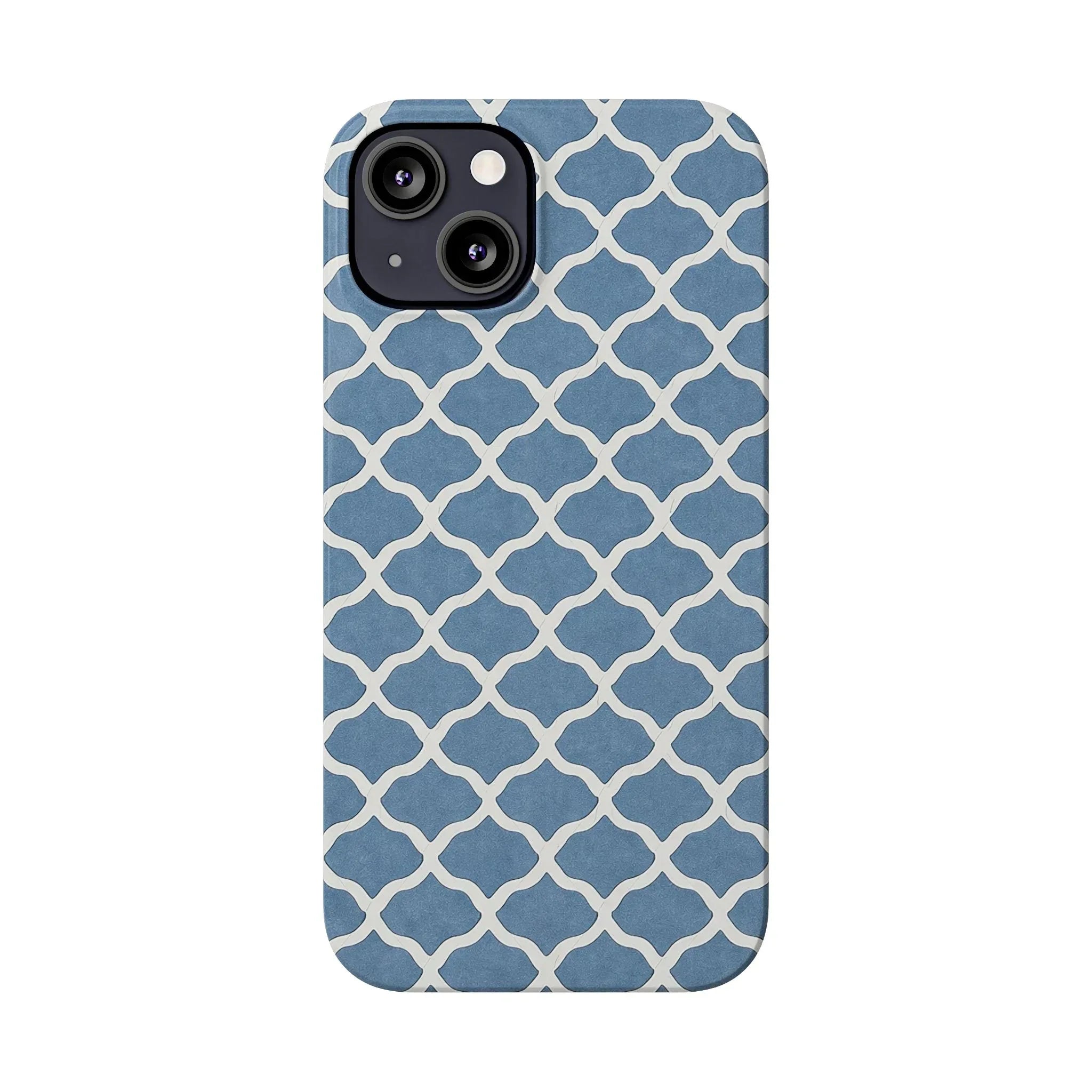 Azure Lattice Pattern Phone Case Slim Phone Cases for iPhone 11-17 - KARARMDESIGN