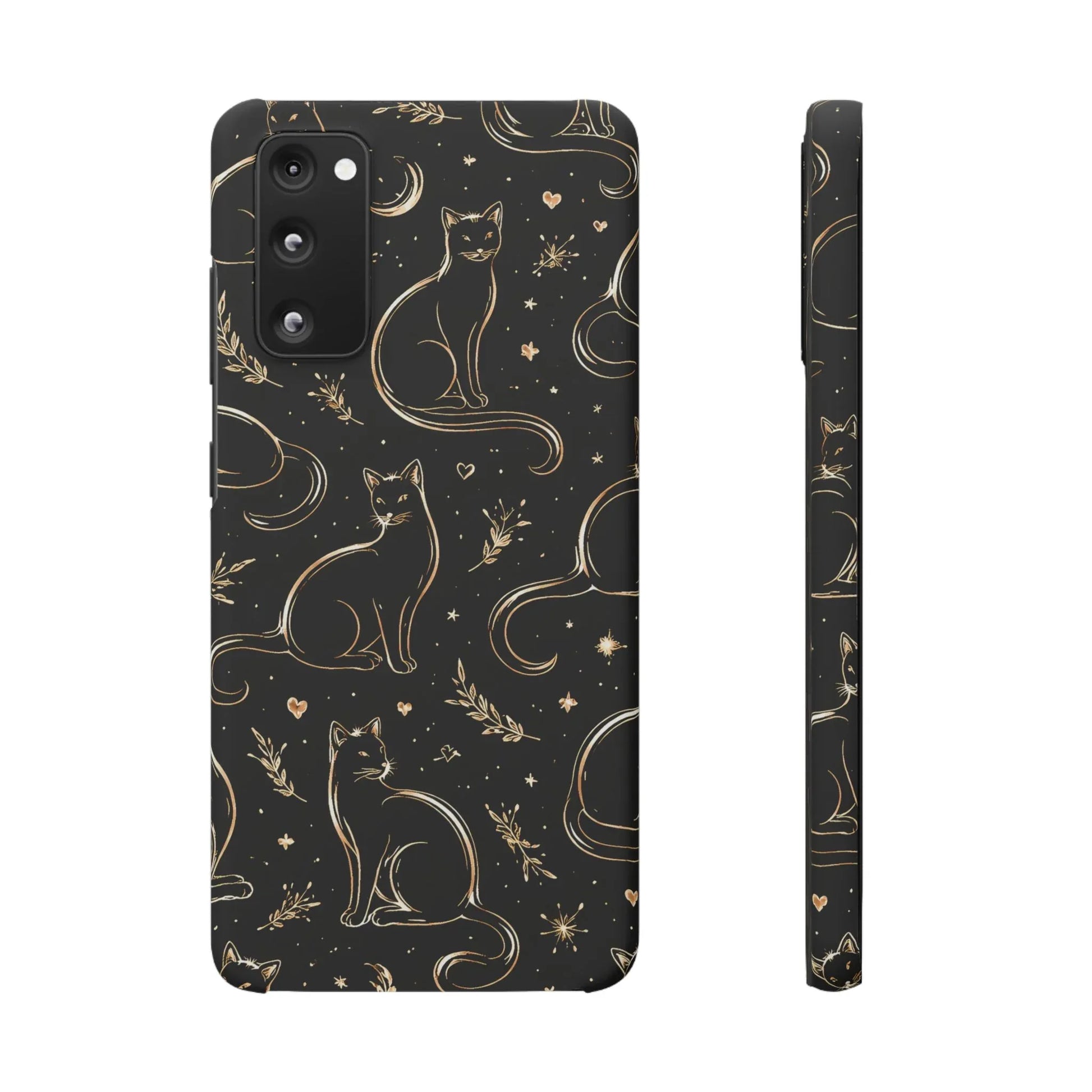 Golden Cat Pattern Phone Case for iPhone 11–17 & Galaxy S21–S25 - KARARMDESIGN