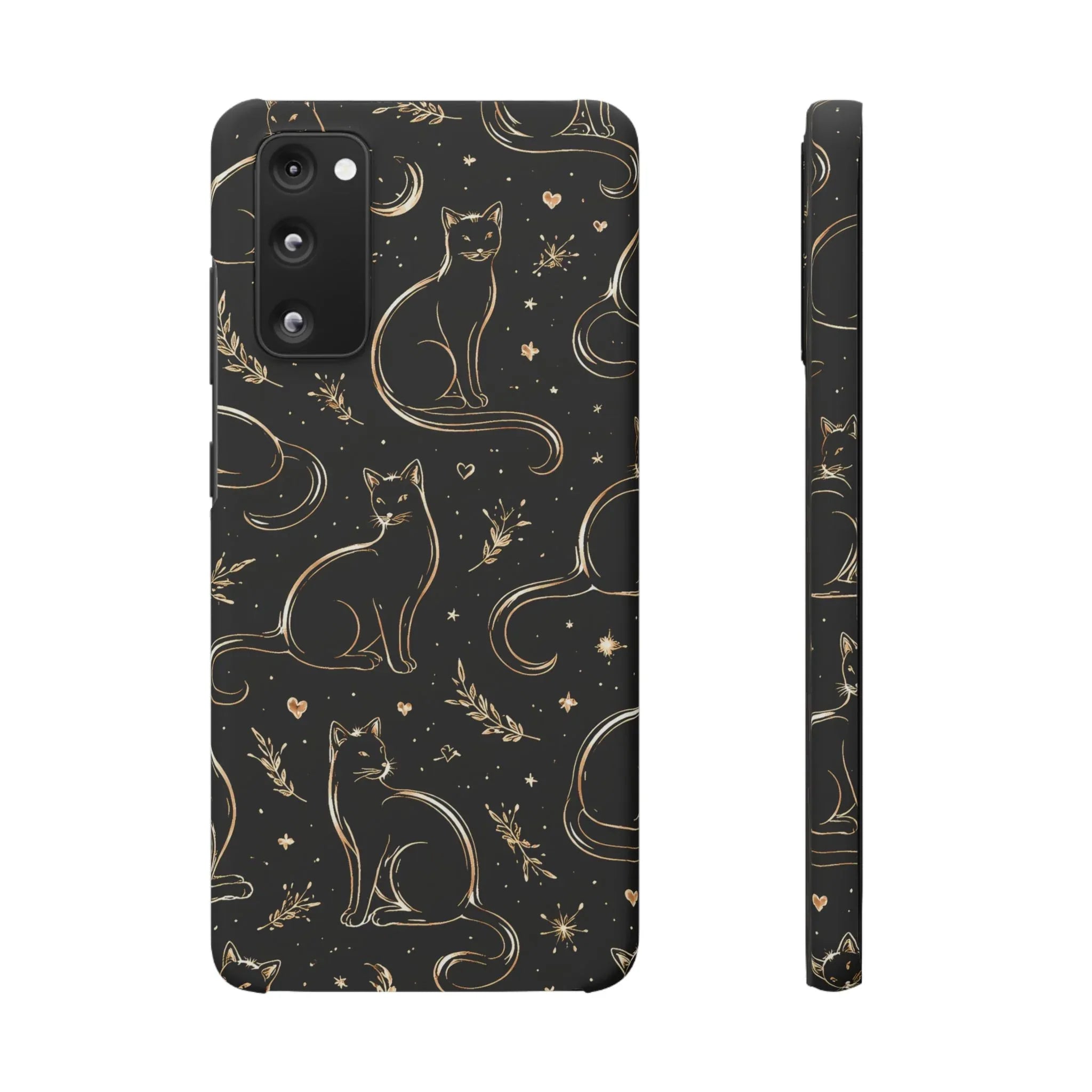 Golden Cat Pattern Phone Case for iPhone 11–17 & Galaxy S21–S25 - KARARMDESIGN