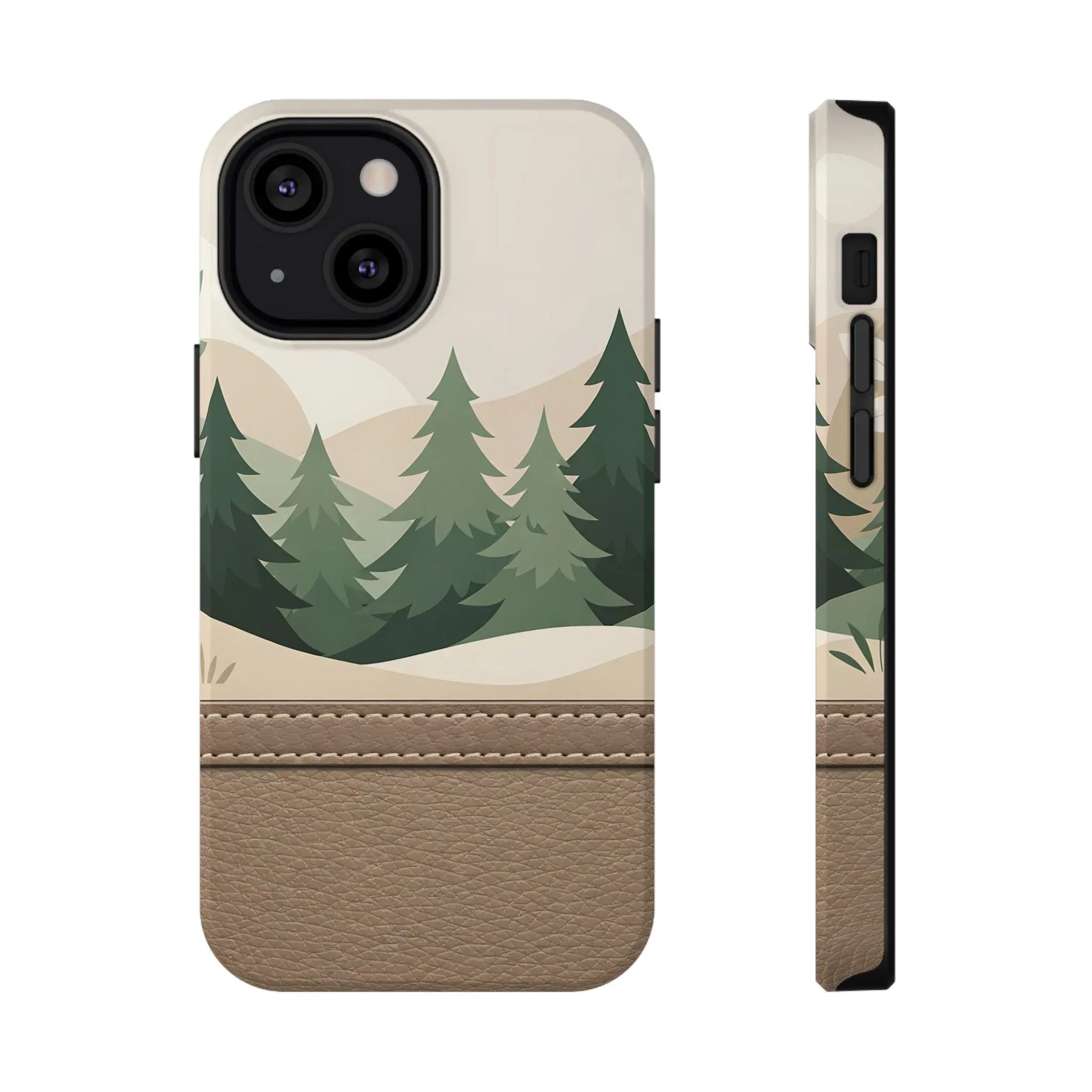 Forest Leather Phone Case for iPhone 11-17 and Galaxy S21-S25 - KARARMDESIGN