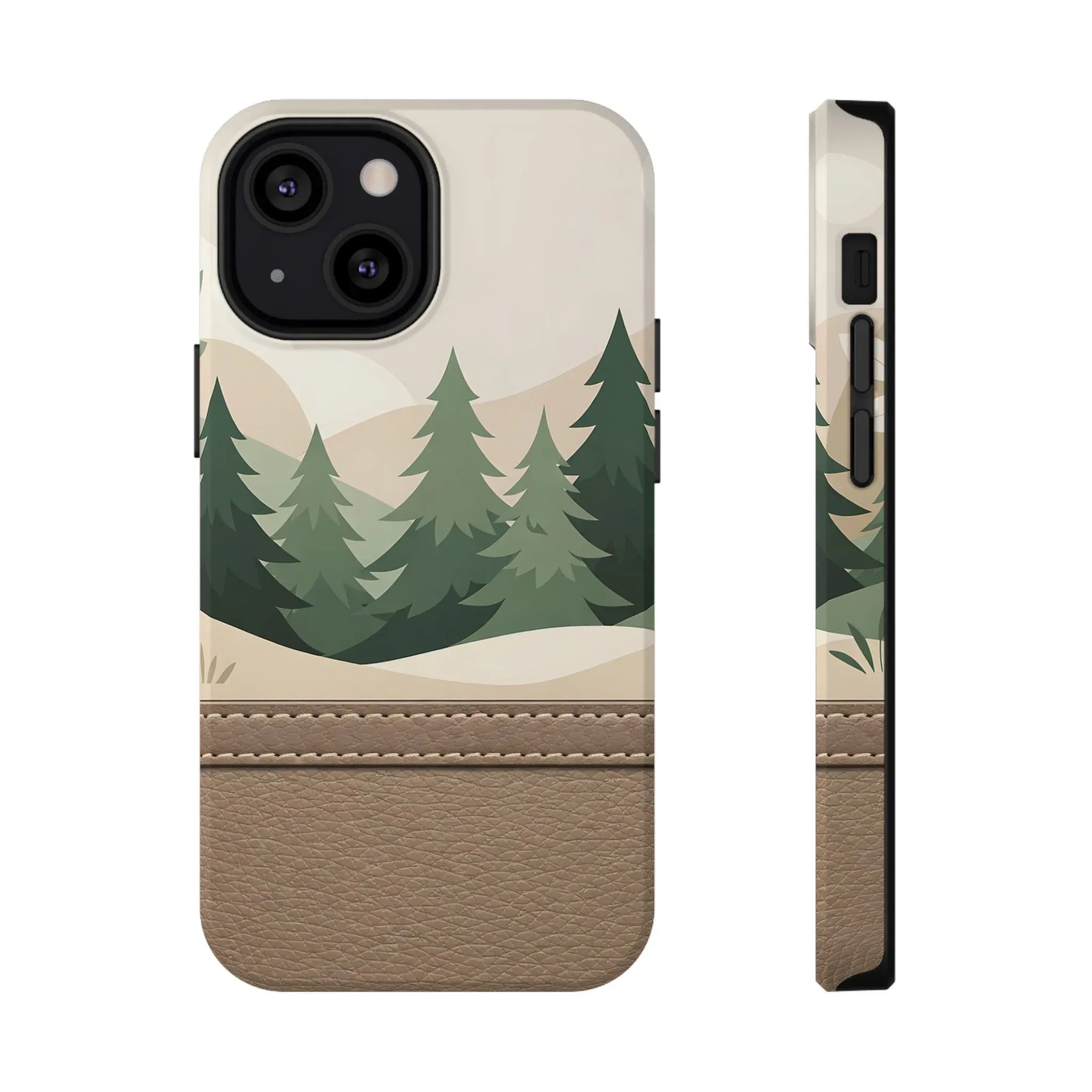 Forest Leather Phone Case for iPhone 11-17 and Galaxy S21-S25 - KARARMDESIGN