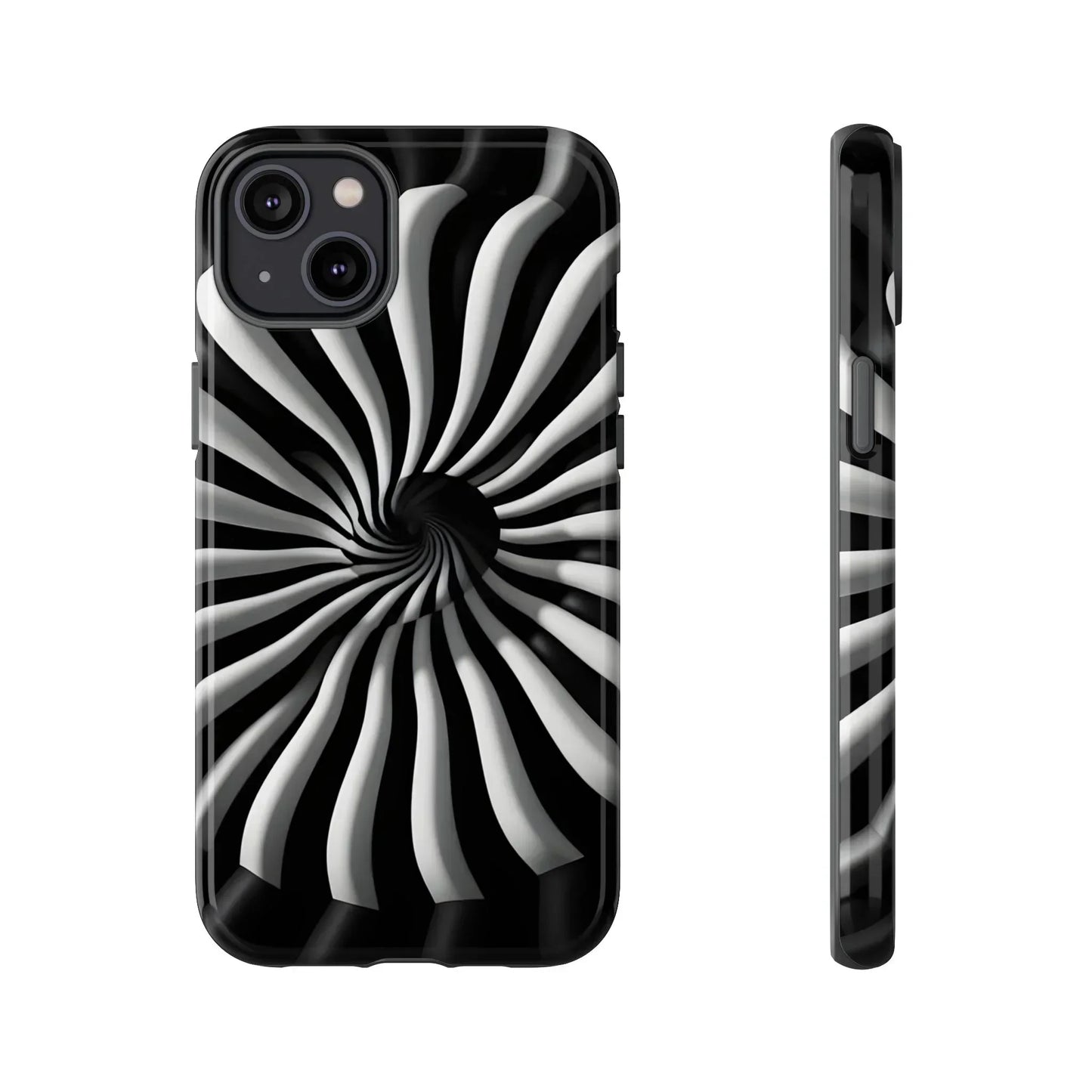 Hypnotic Black and White Spiral Phone Case for iPhone & Galaxy - KarArmDesign