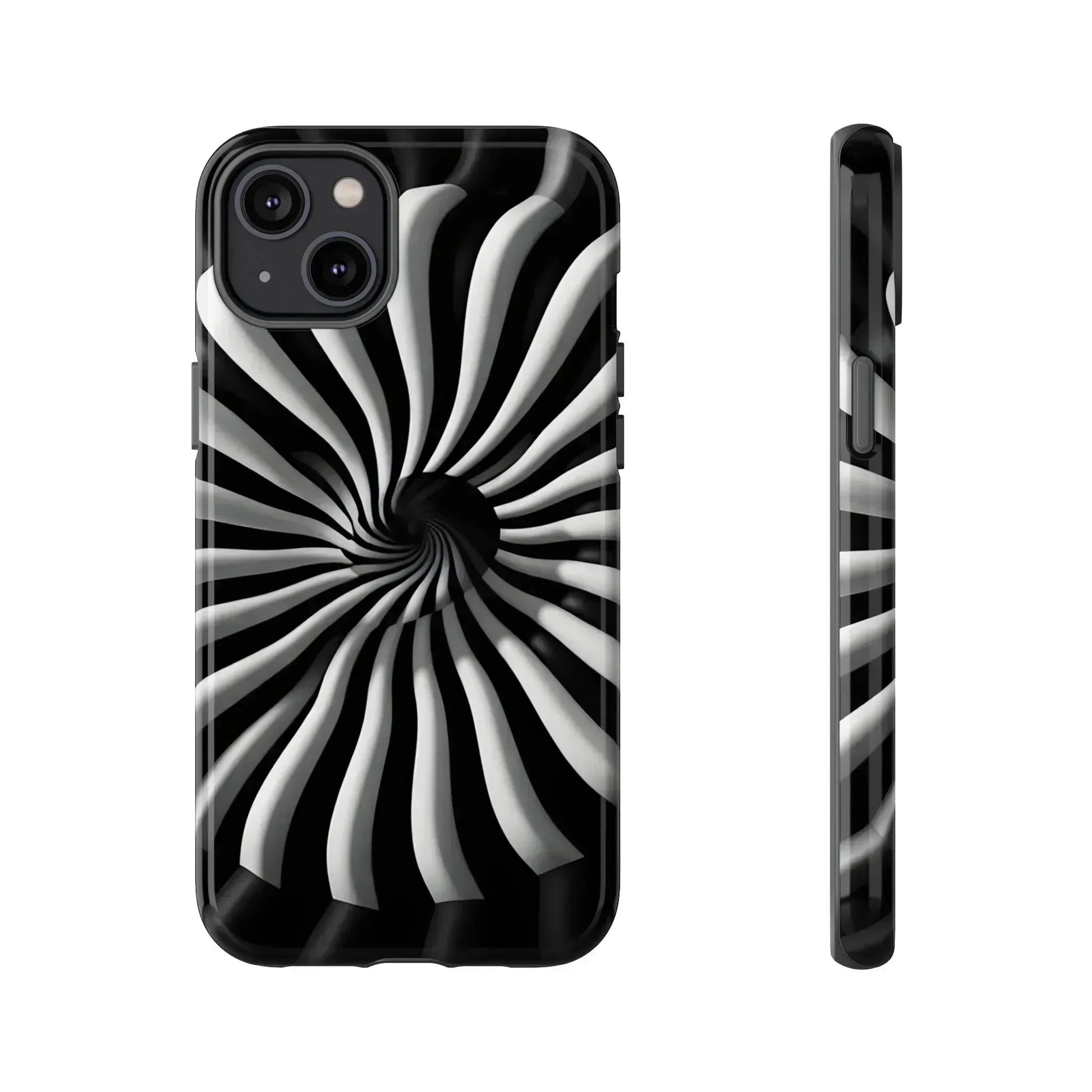 Hypnotic Black and White Spiral Phone Case for iPhone & Galaxy - KARARMDESIGN