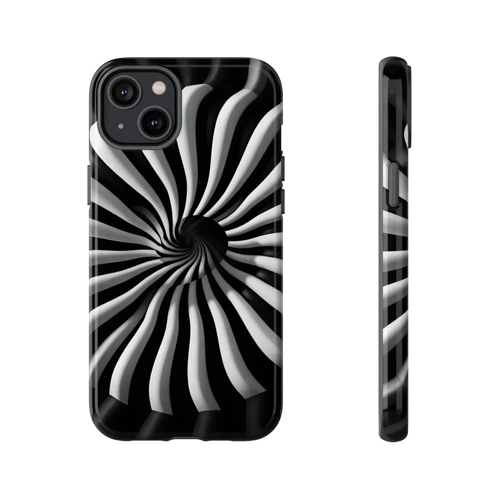 Hypnotic Black and White Spiral Phone Case for iPhone & Galaxy - KARARMDESIGN