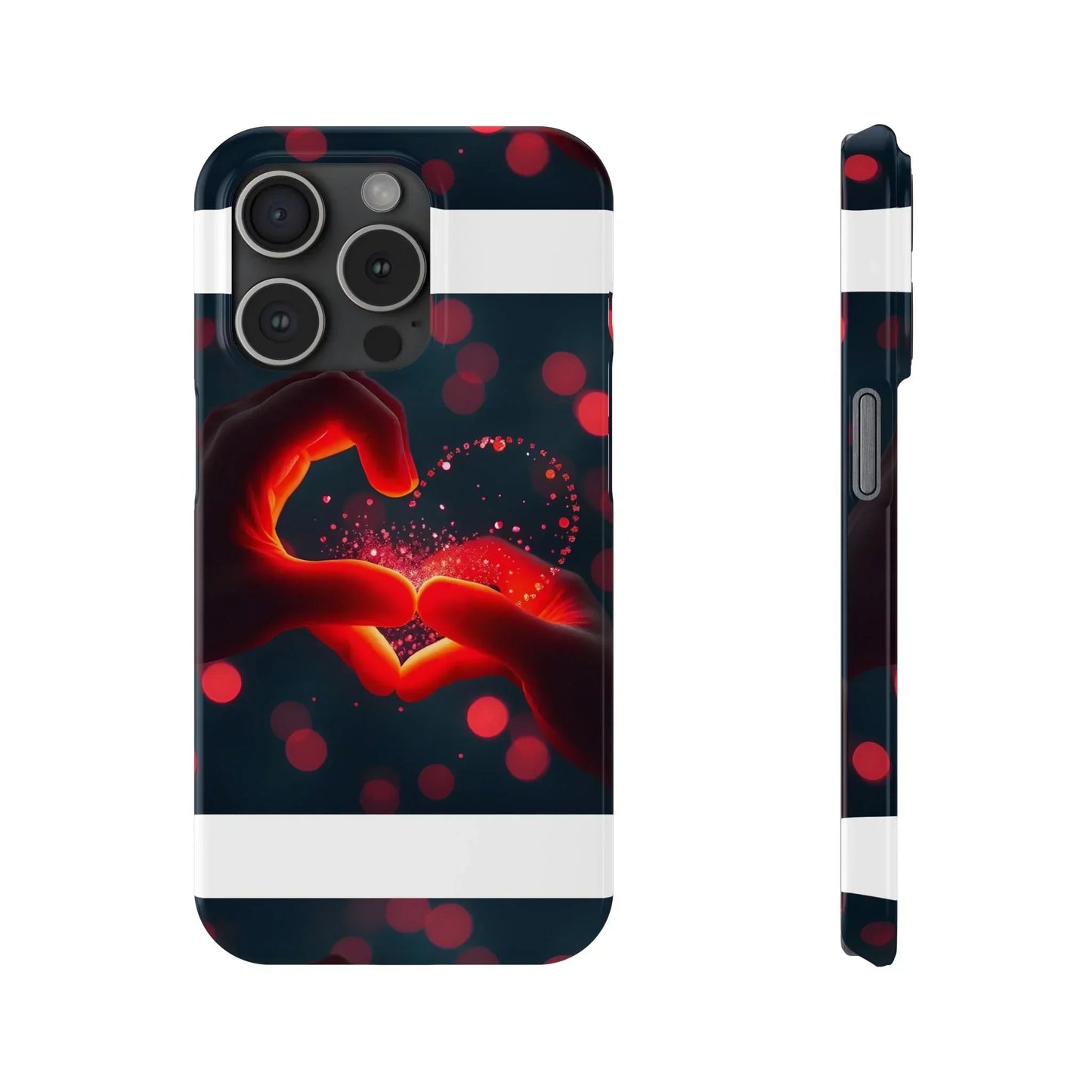 "Heart Hands Glow" Phone Case for iPhone 7 to 16 Series Models - KarArmDesign
