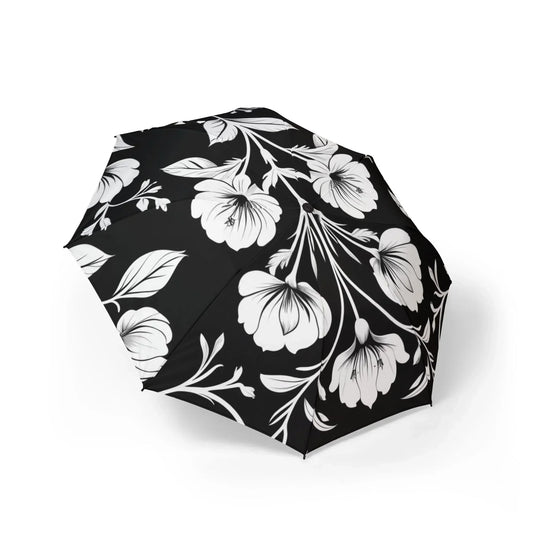 Elegant Black and White Floral Umbrella - KarArmDesign