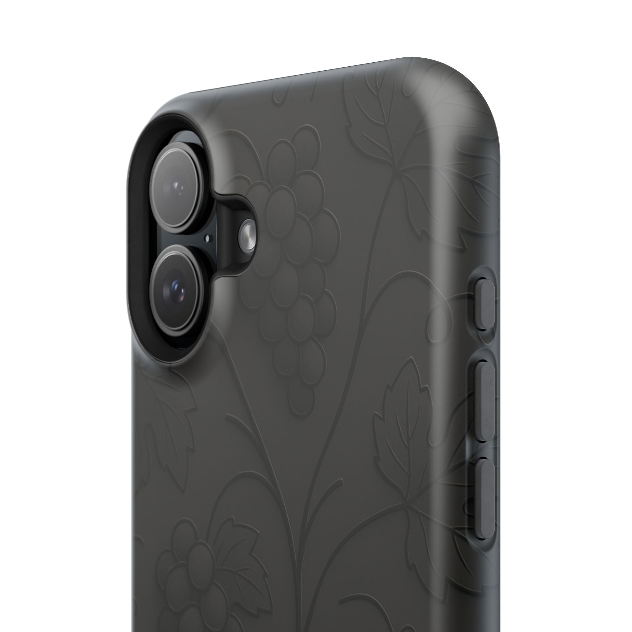 Embossed Grape Leaf Phone Case – Elegant Black Design for iPhone & Samsung