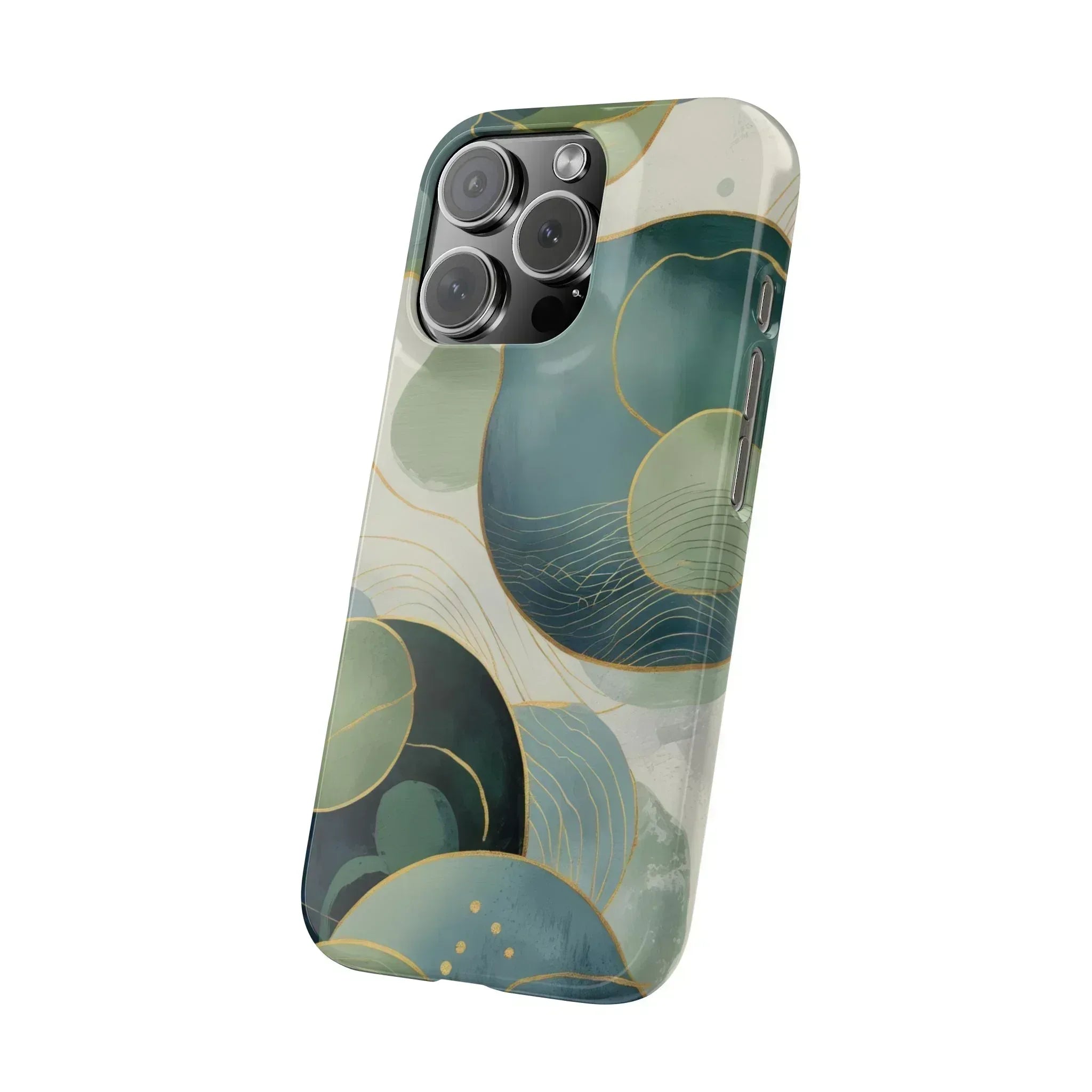 Abstract Teal Slim Phone Case for iPhone 12-16 - KARARMDESIGN