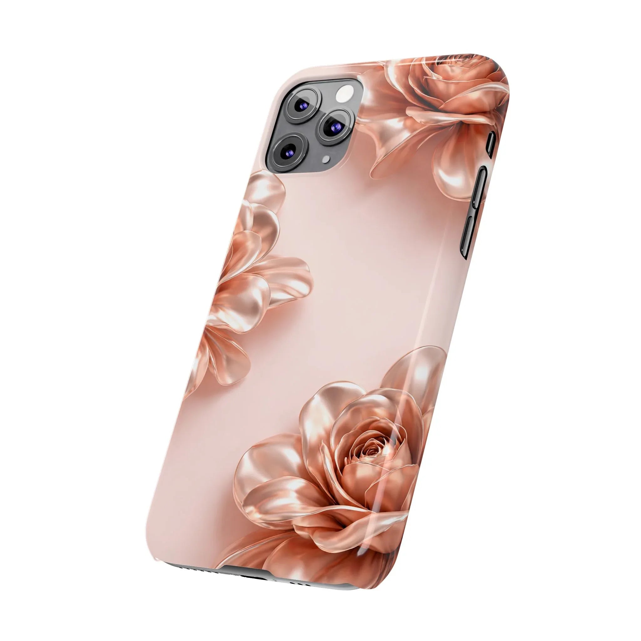 Blush Metallic Flower Case for iPhone 11-17 - KARARMDESIGN