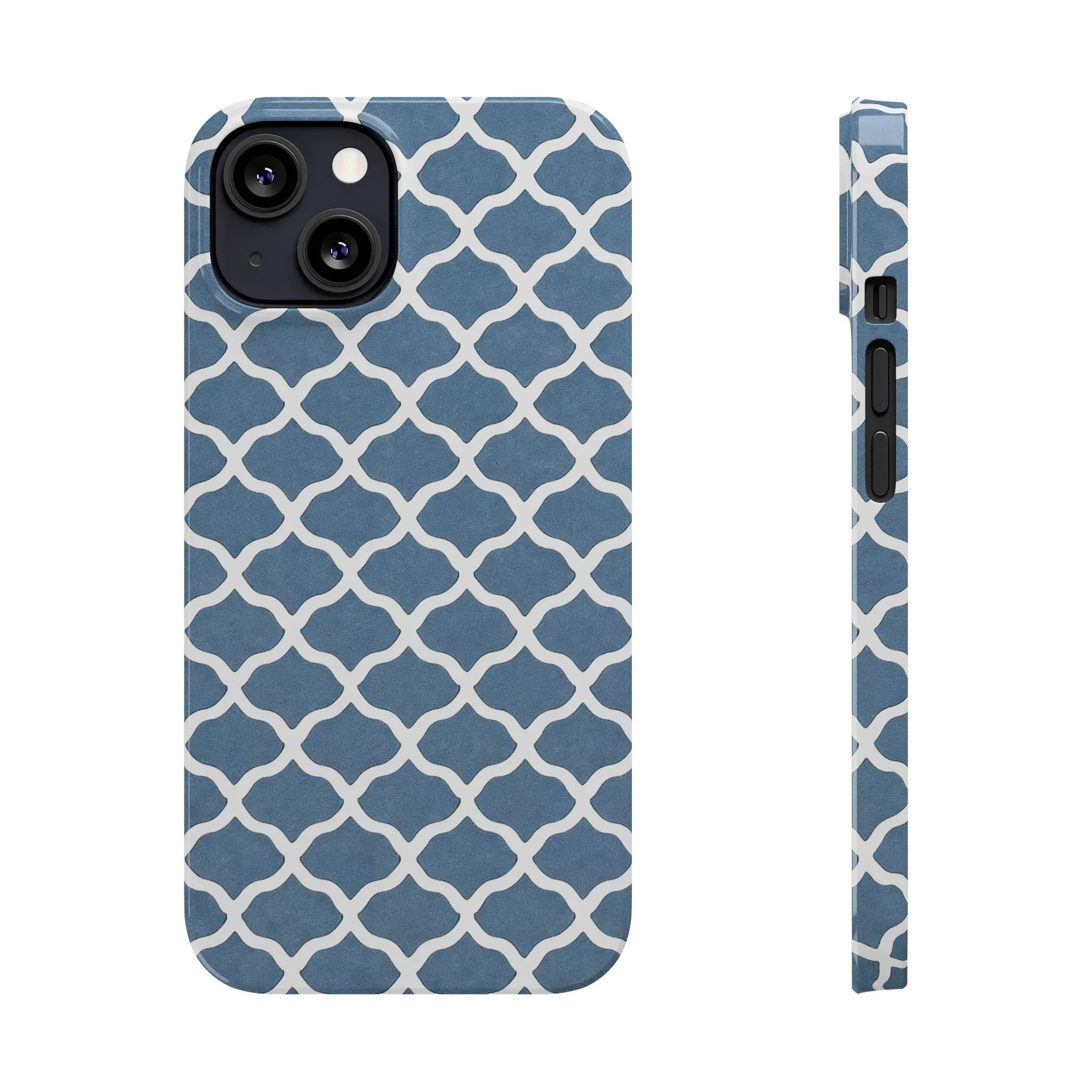 Azure Lattice Pattern Phone Case Slim Phone Cases for iPhone 11-17 - KARARMDESIGN