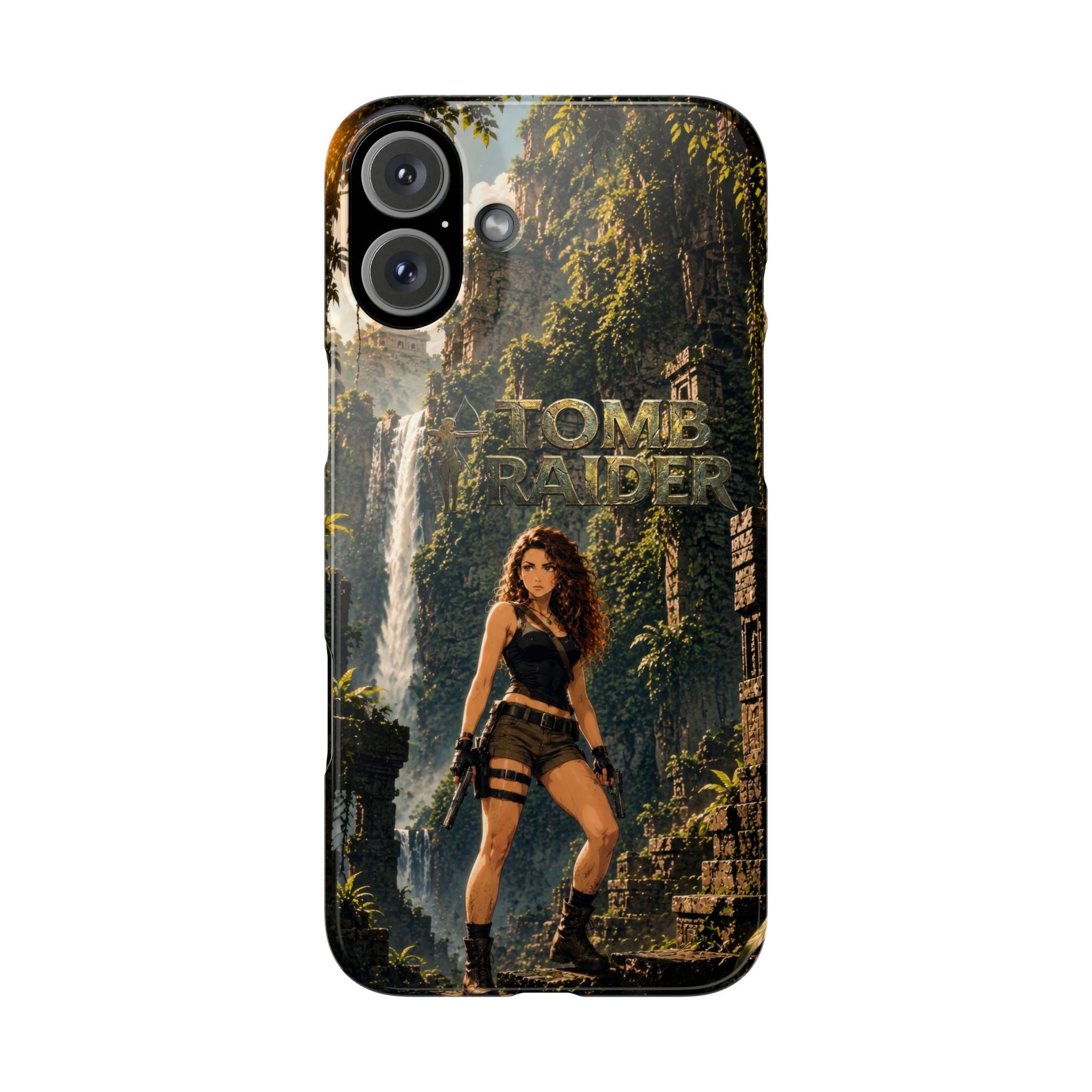 Phone case for iPhone 11–17 showing jungle adventurer artwork and camera openings