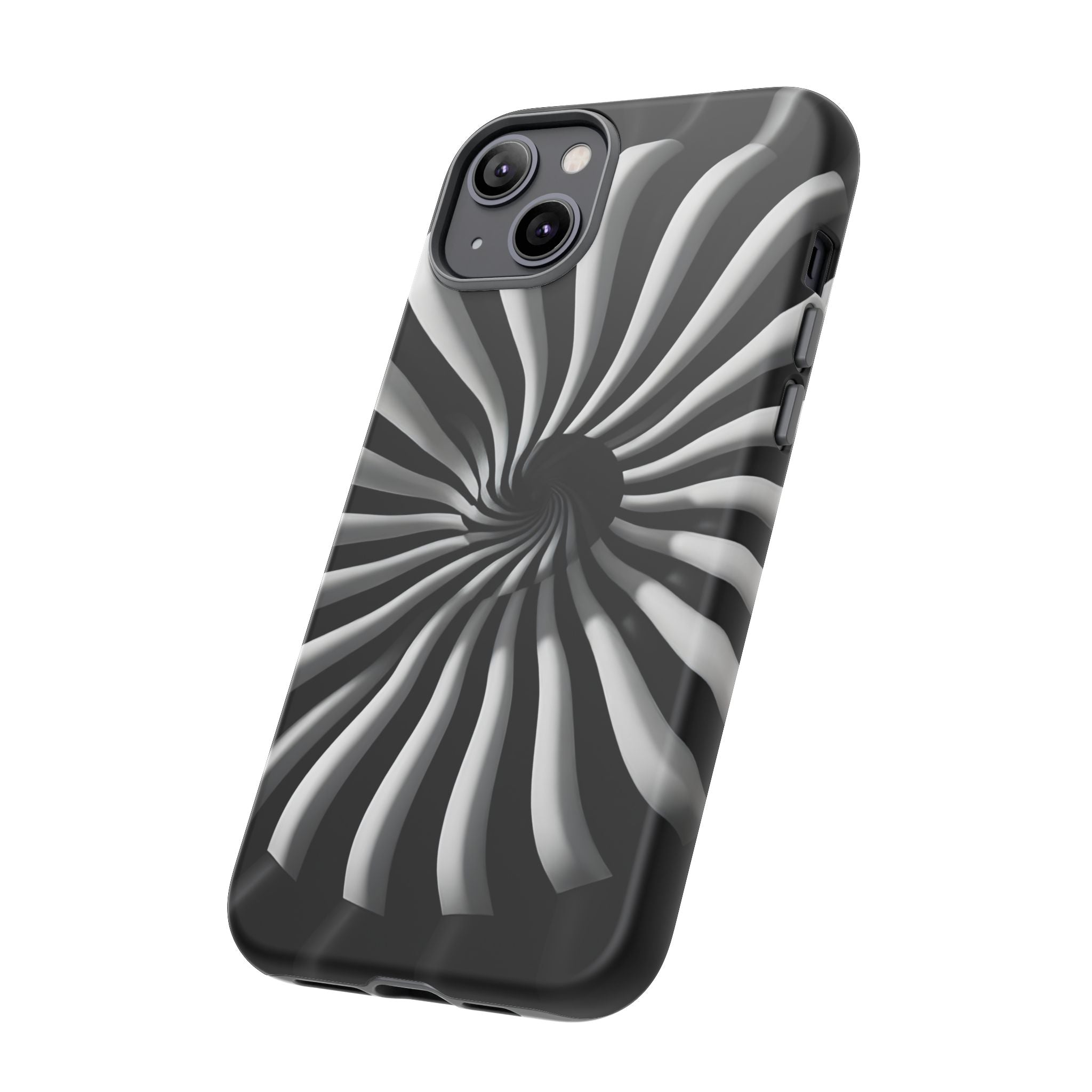 Hypnotic Black and White Spiral Phone Case – Optical Illusion Design for iPhone & Galaxy