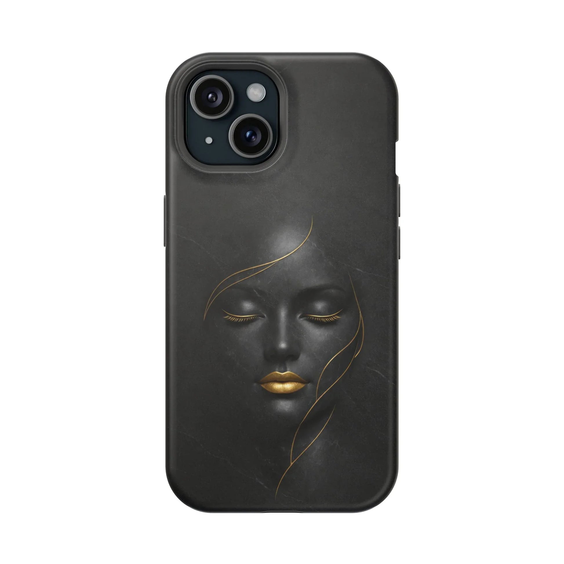 Black Gold Face Phone Case for iPhone 13-17 - KARARMDESIGN