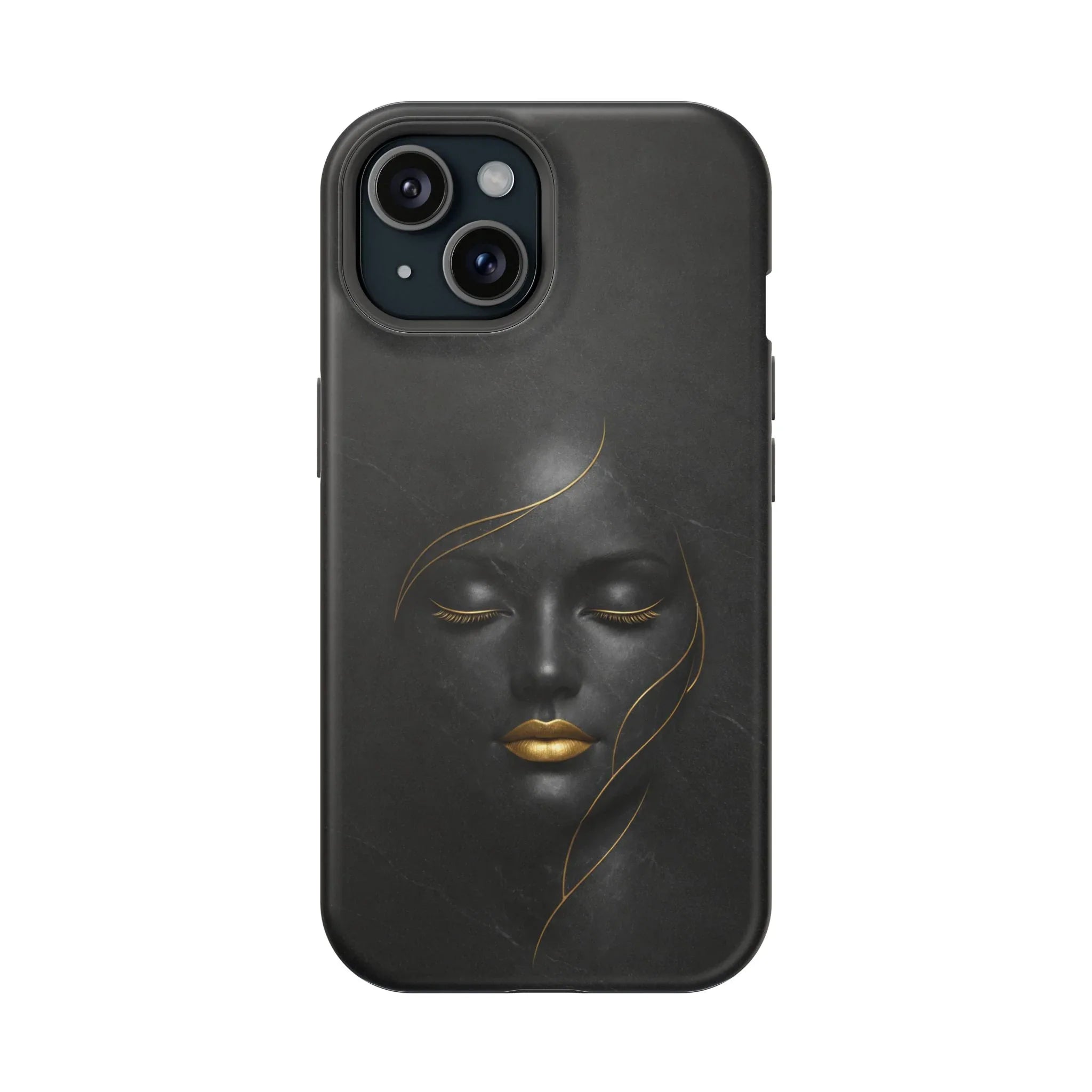 Black Gold Face Phone Case for iPhone 13-17 - KARARMDESIGN