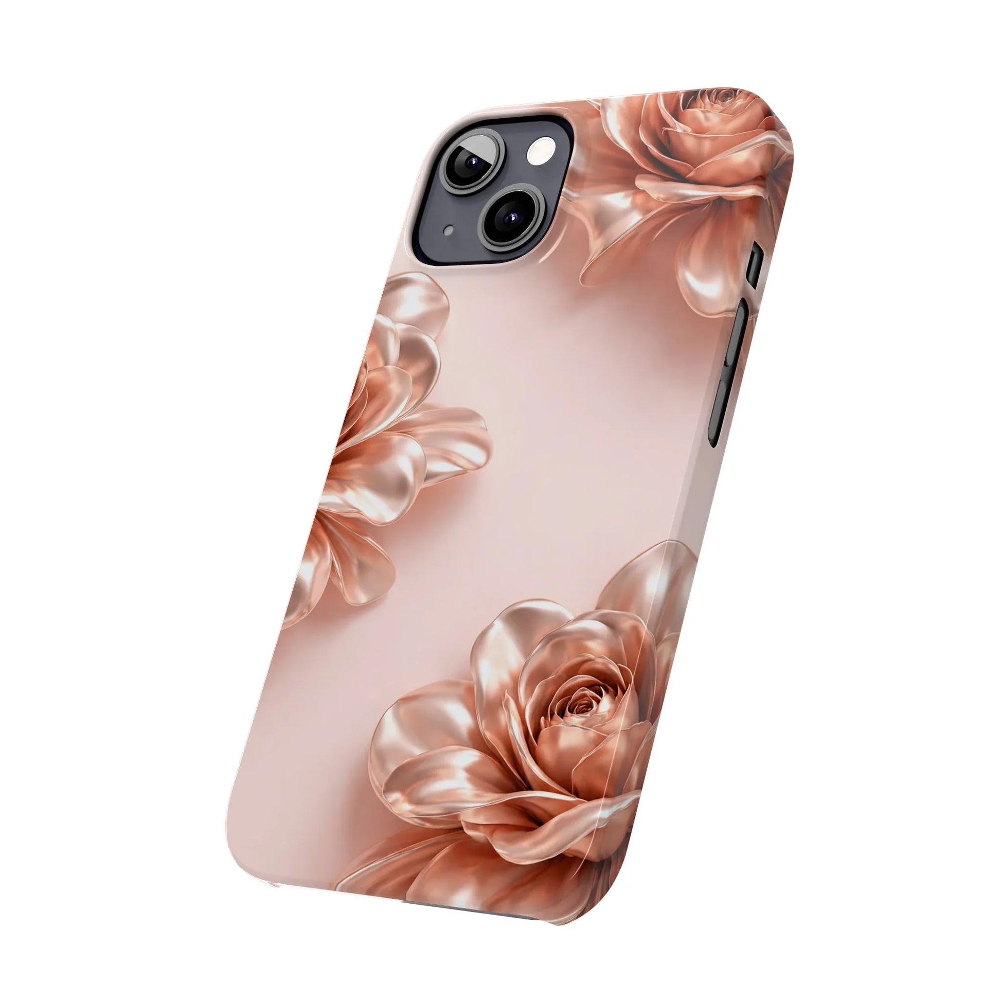 Blush Metallic Flower Case for iPhone 11-17 - KARARMDESIGN