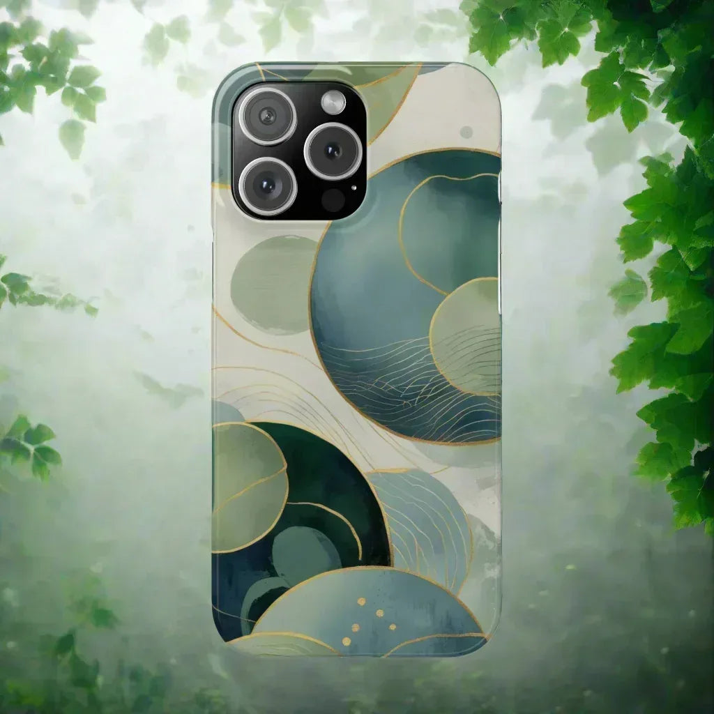 Abstract Teal Slim Phone Case for iPhone 12-16 - KARARMDESIGN