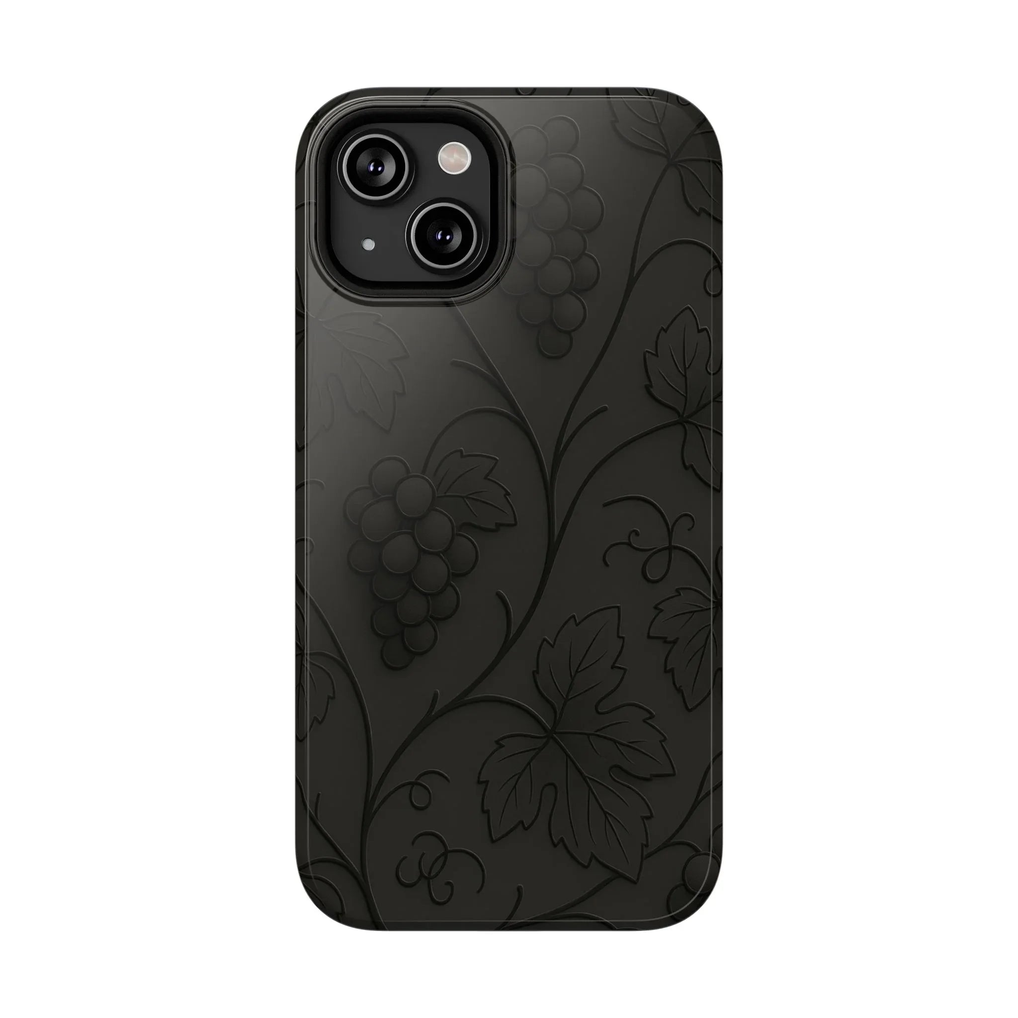 Elegant Embossed Grape Leaf Black Phone Case for iPhone and Galaxy - KARARMDESIGN