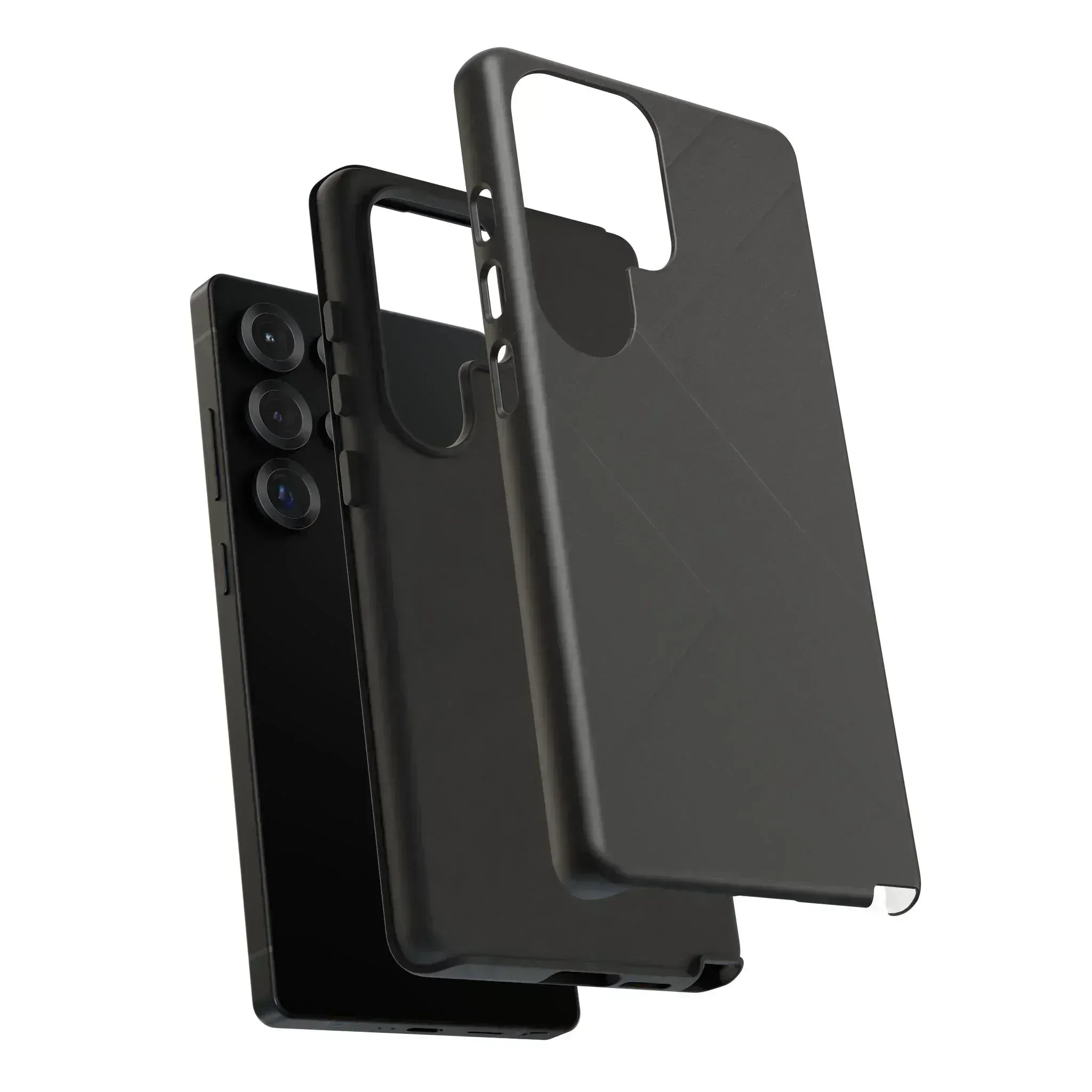 Matte Black Diagonal Line Phone Case for iPhone 8-16 and Galaxy S10-S25 - KARARMDESIGN