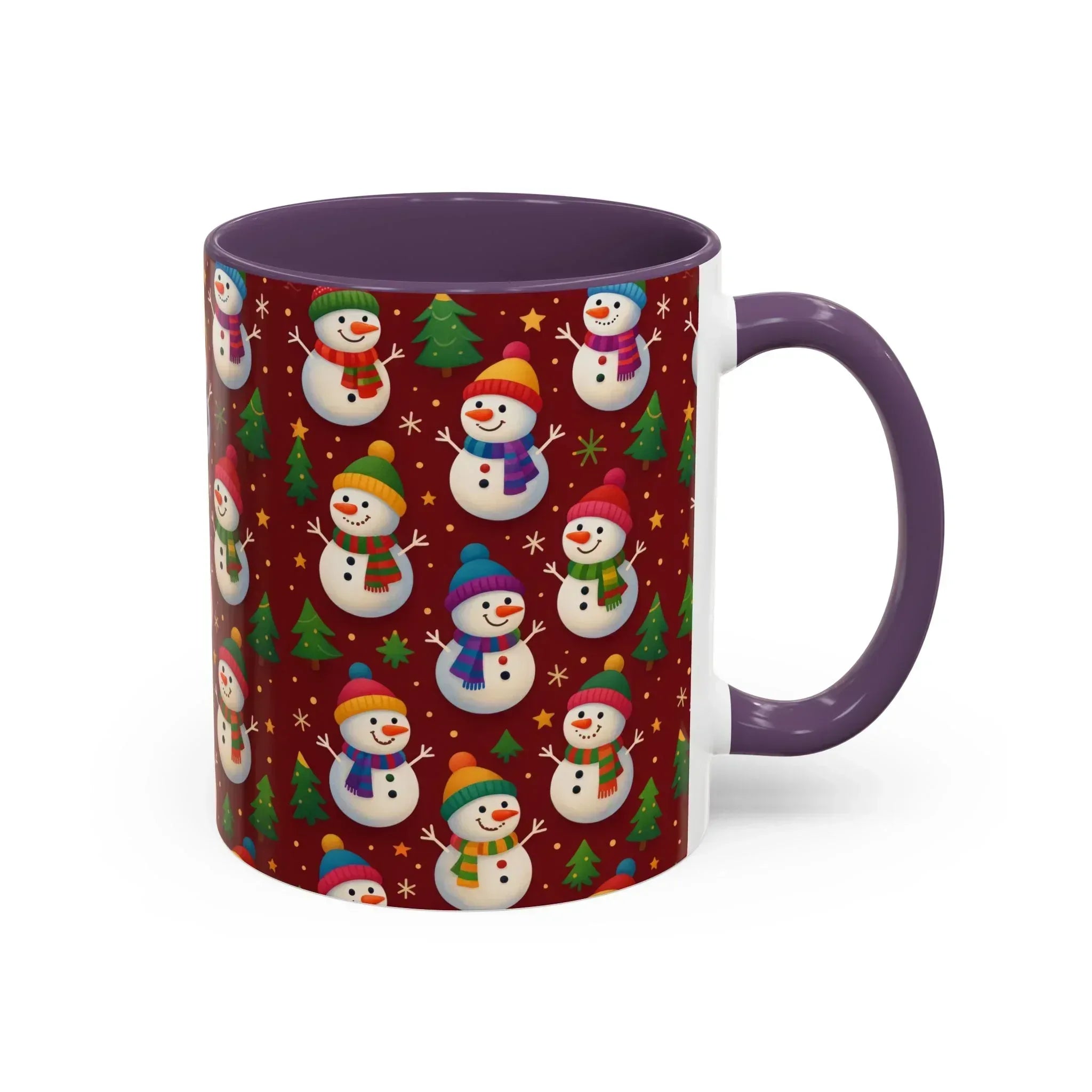 Festive Snowman Parade Accent Coffee Mug (11oz) - KARARMDESIGN
