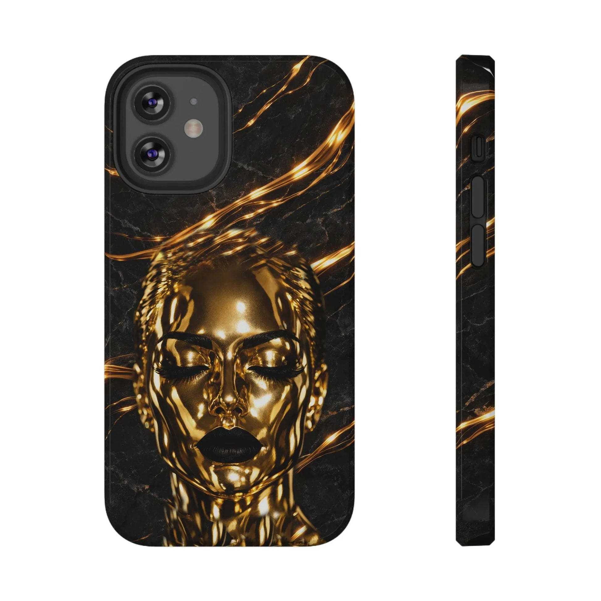 Luxury Gold Portrait Phone Case for iPhone 11-17 and Galaxy S21-S25 - KARARMDESIGN
