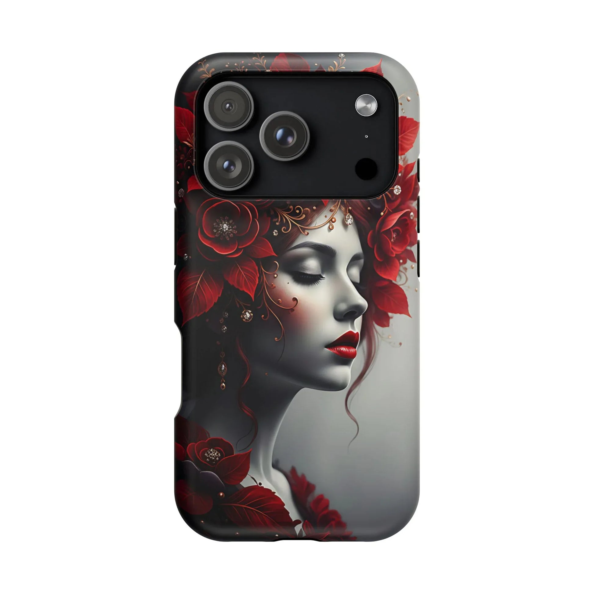 Scarlet Bloom Portrait Phone Case for iPhone 13-17 - KARARMDESIGN