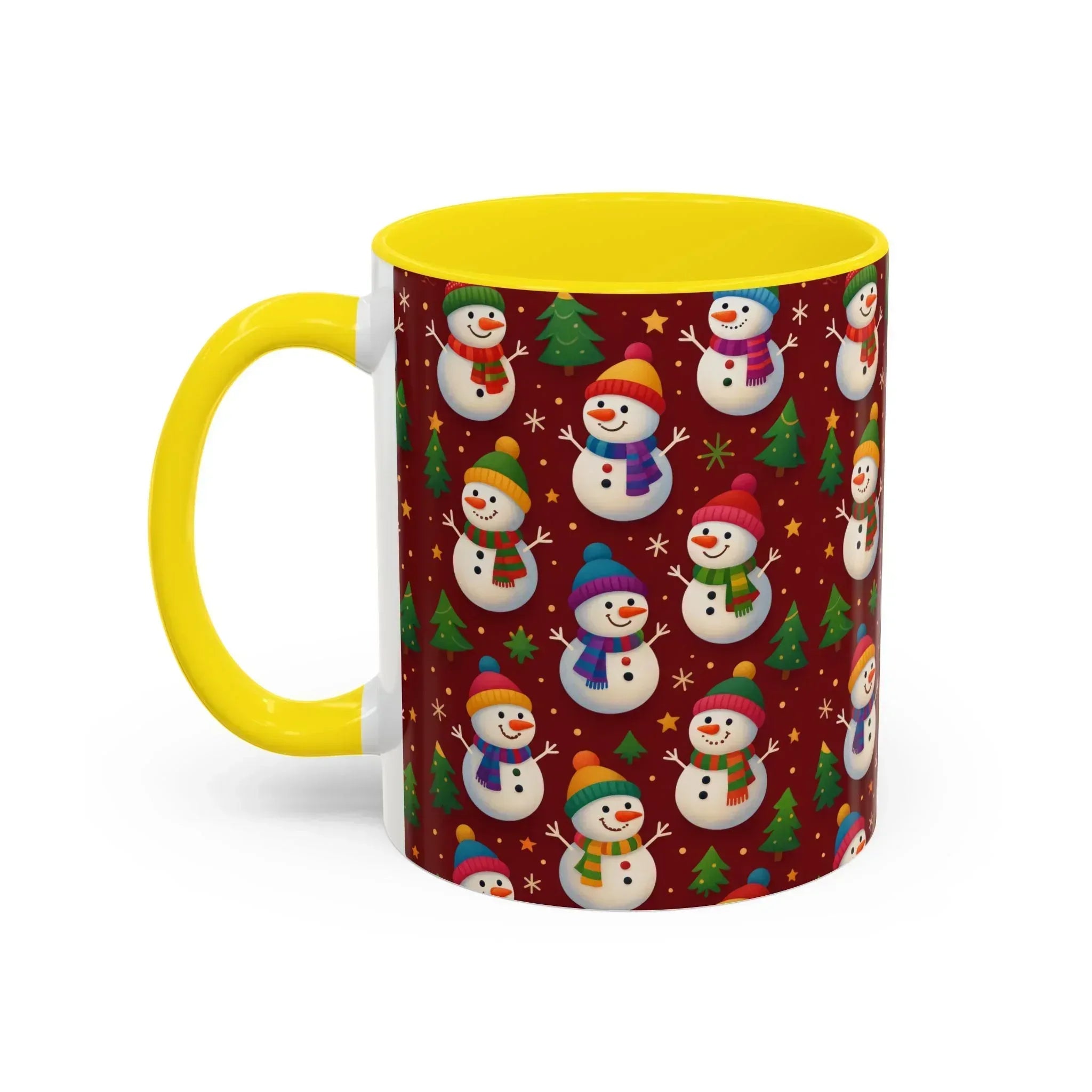 Festive Snowman Parade Accent Coffee Mug (11oz) - KARARMDESIGN