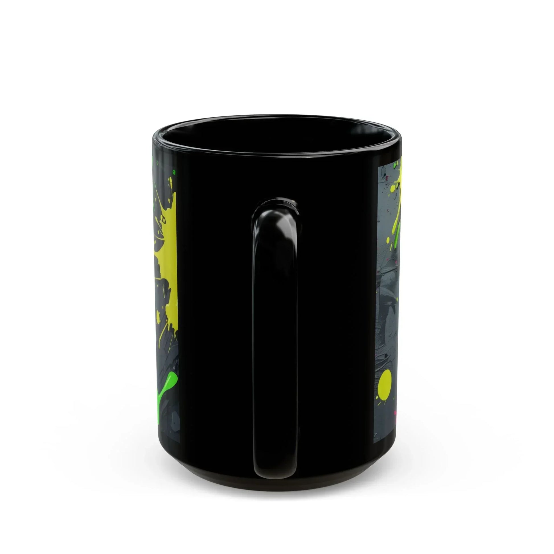 “Create Every Day” Black Mug with Neon Splash Design - KarArmDesign