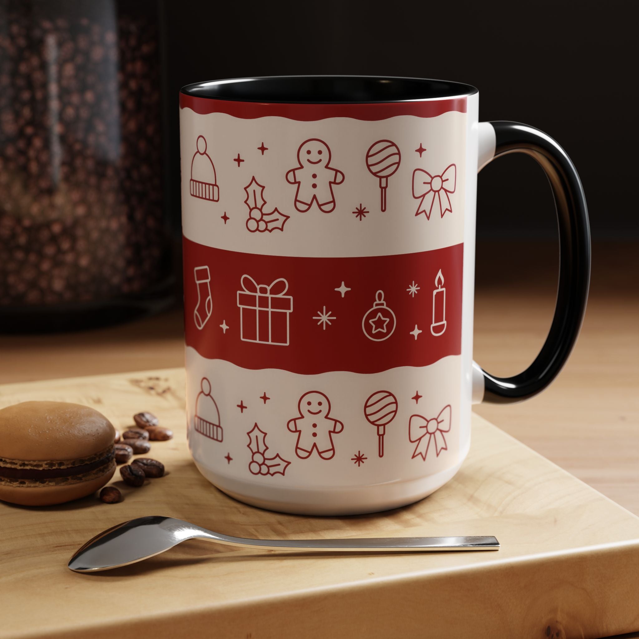 Holiday Cheer Icons Mug - Accent Coffee Mug (11, 15oz)
