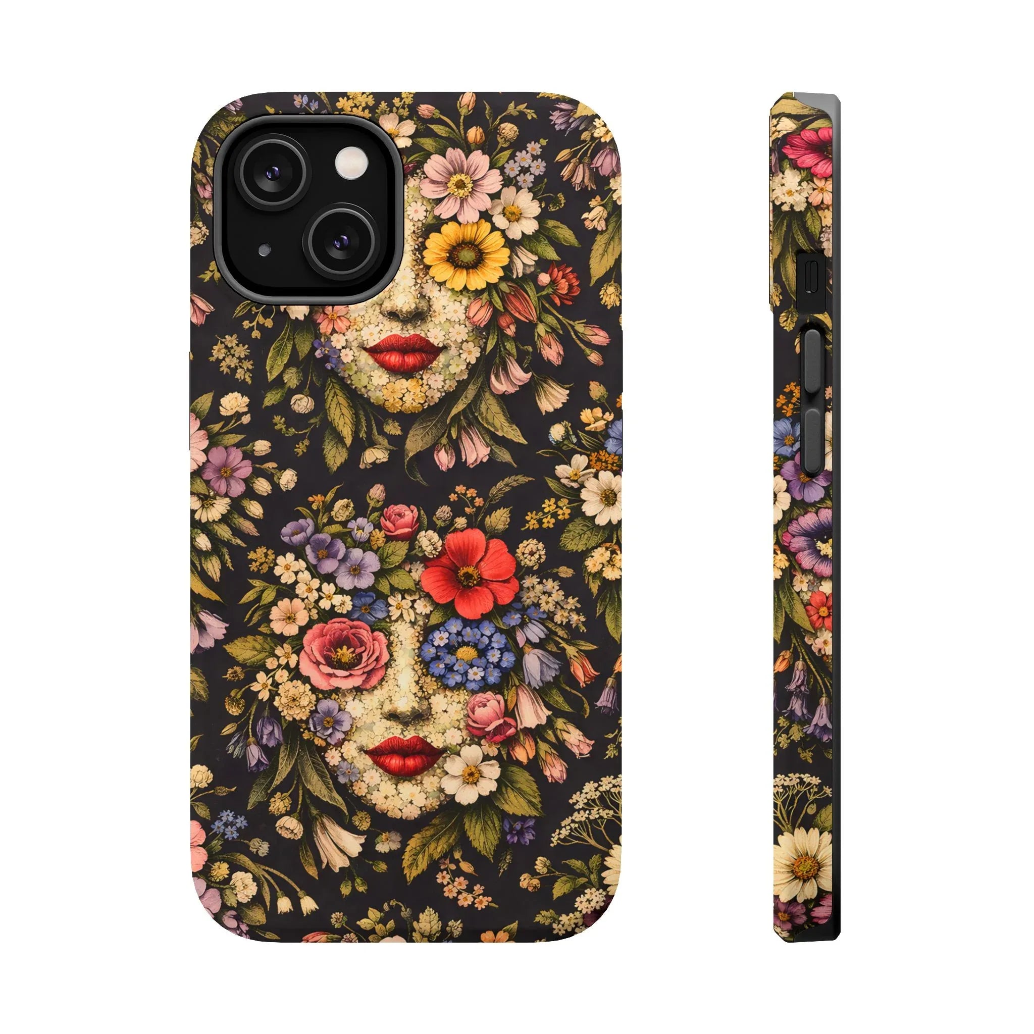 Vintage Flower Face Phone Case for iPhone 13-17 - KARARMDESIGN