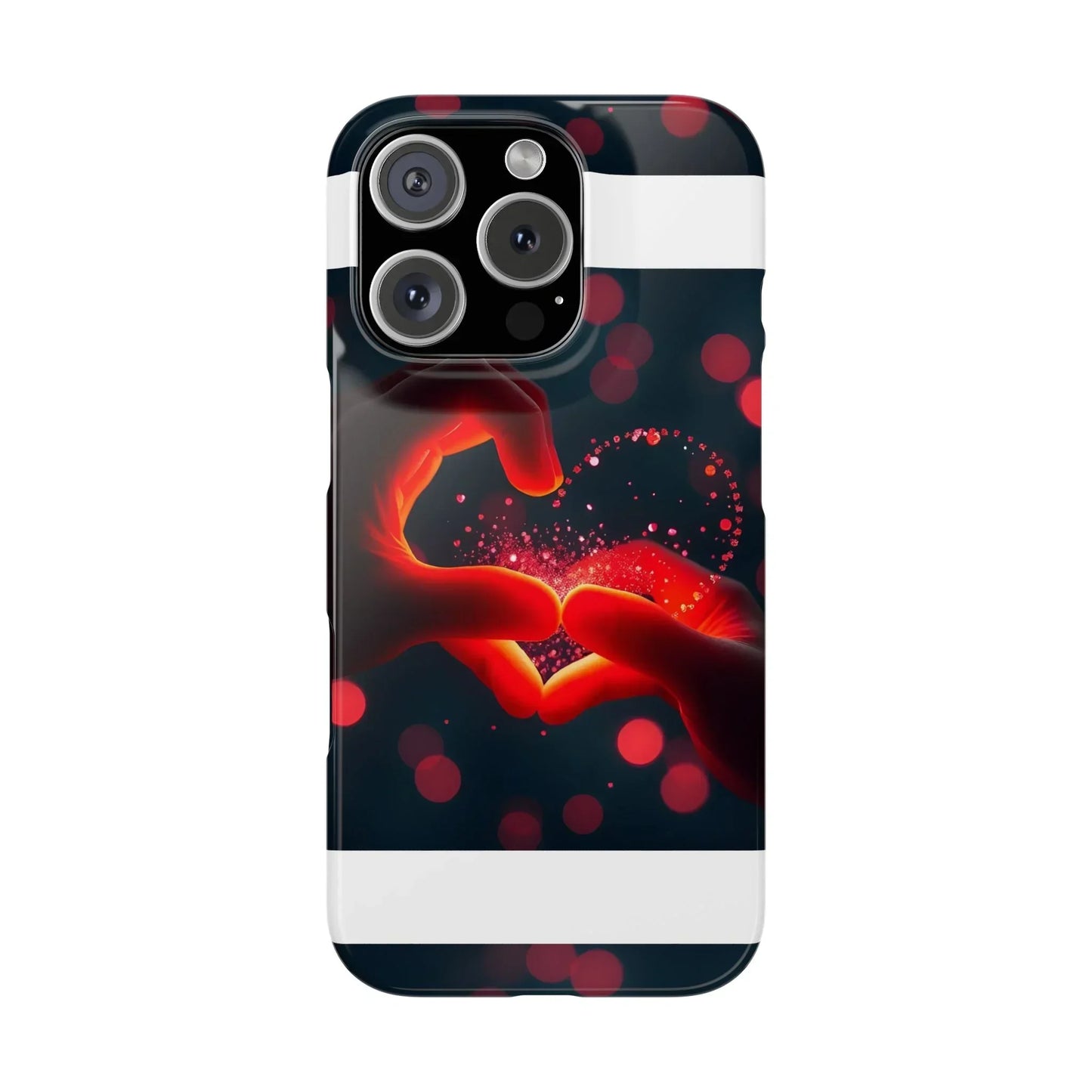 "Heart Hands Glow" Phone Case for iPhone 7 to 16 Series Models - KarArmDesign