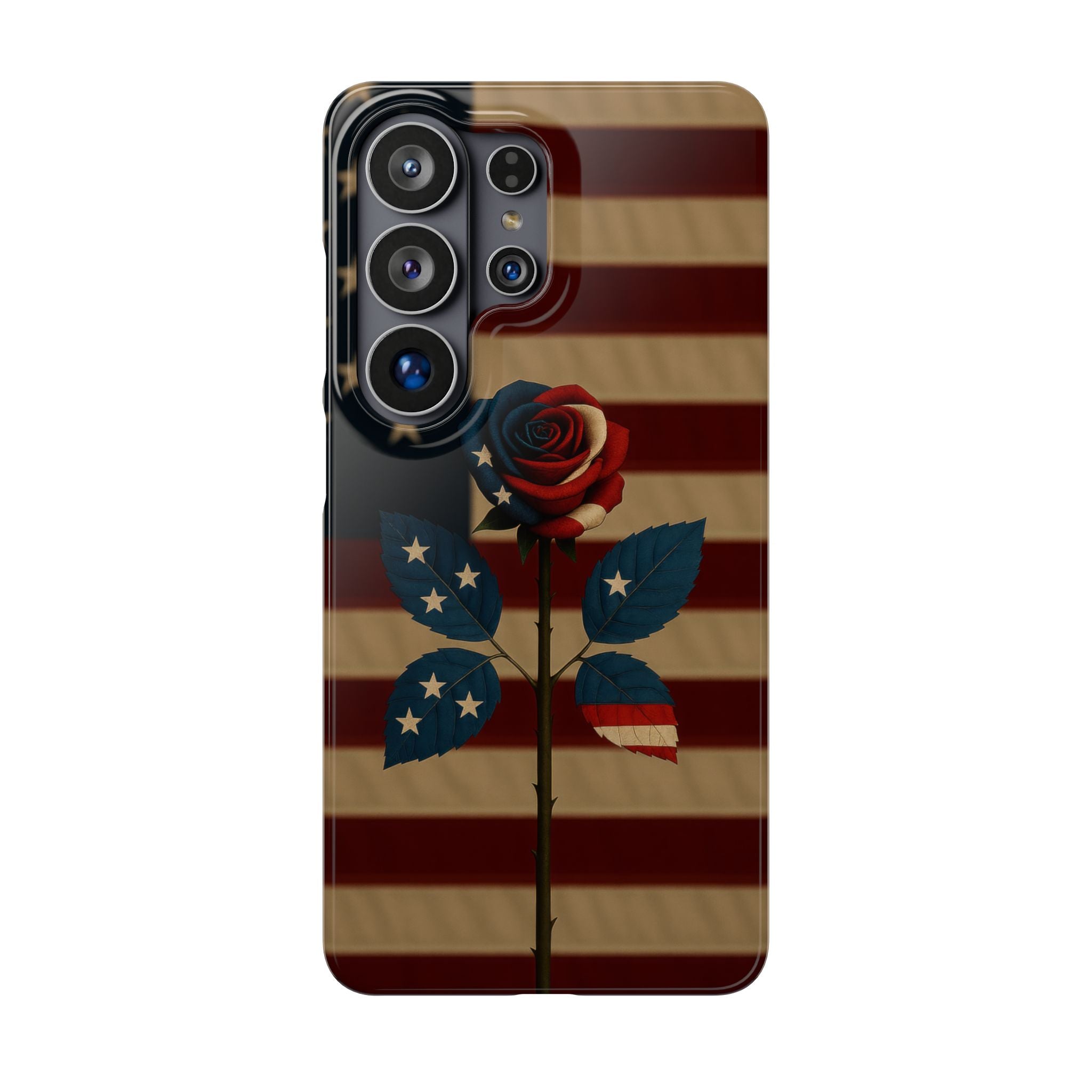 American Rose Flag Phone Case for iPhone 8-17 and Galaxy S20-S26