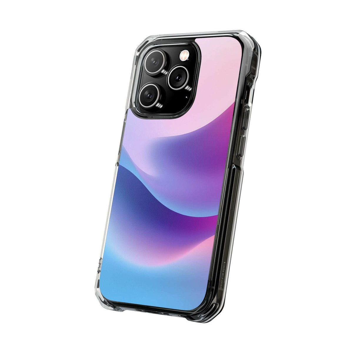 Pastel wave iPhone case with clear bumper and dual/trimmed camera cutouts.