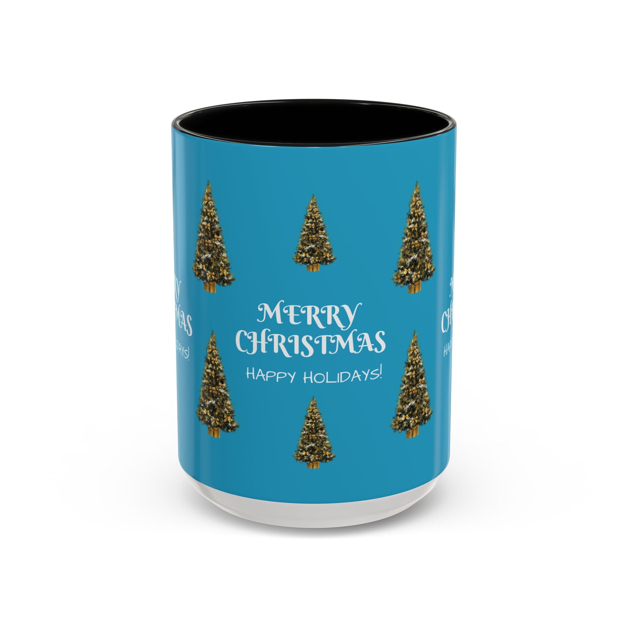 Merry Christmas and Happy Holidays Mug - Accent Coffee Mug (11, 15oz)