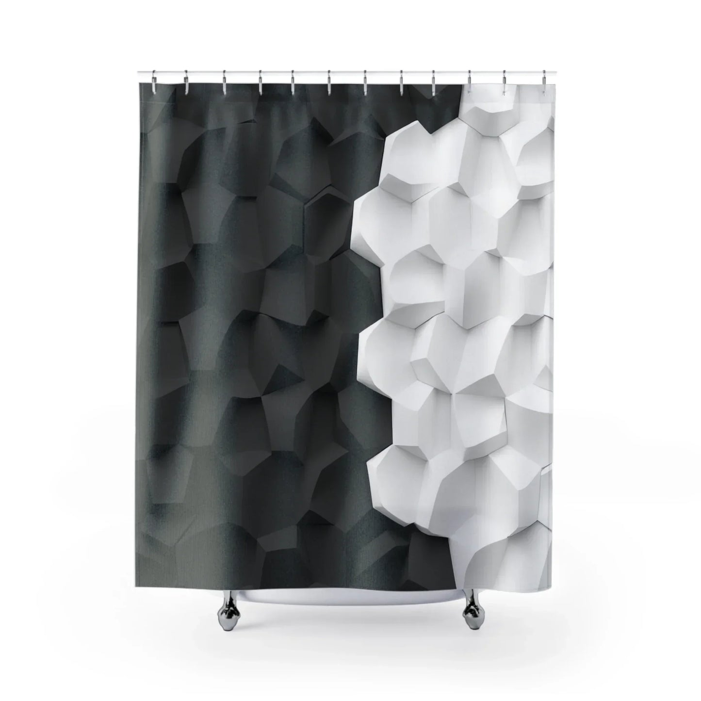 Black & White 3D Geometric Modern Minimalist Shower Curtain - KarArmDesign