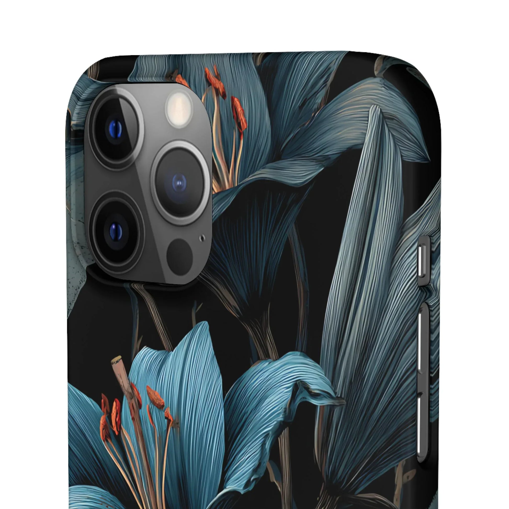 Blue Lily Floral Phone Case for iPhone 11-17 and Galaxy S20-S25 - KARARMDESIGN