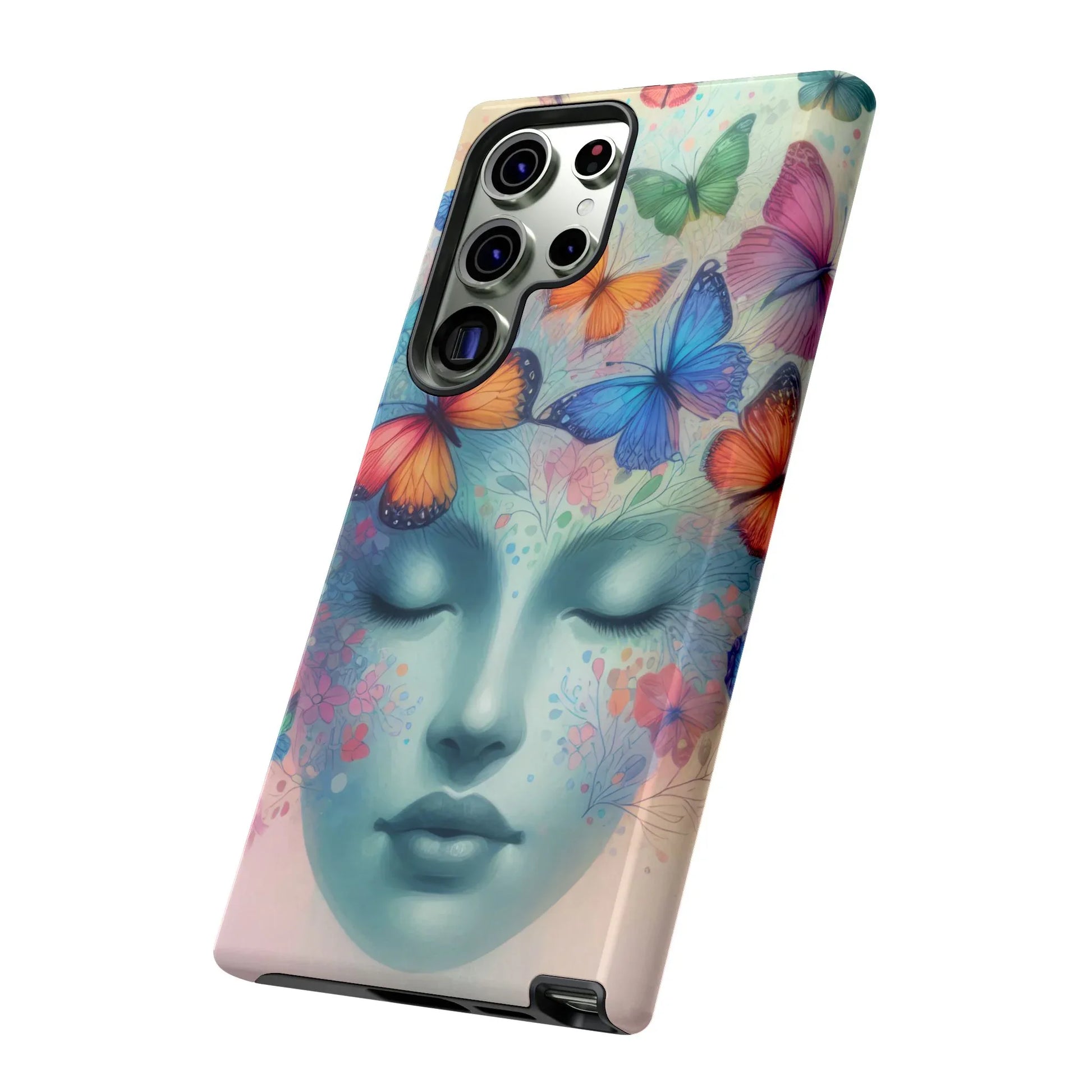 Butterfly Bloom Dreamy Woman Phone Case for Galaxy and Pixel - KARARMDESIGN