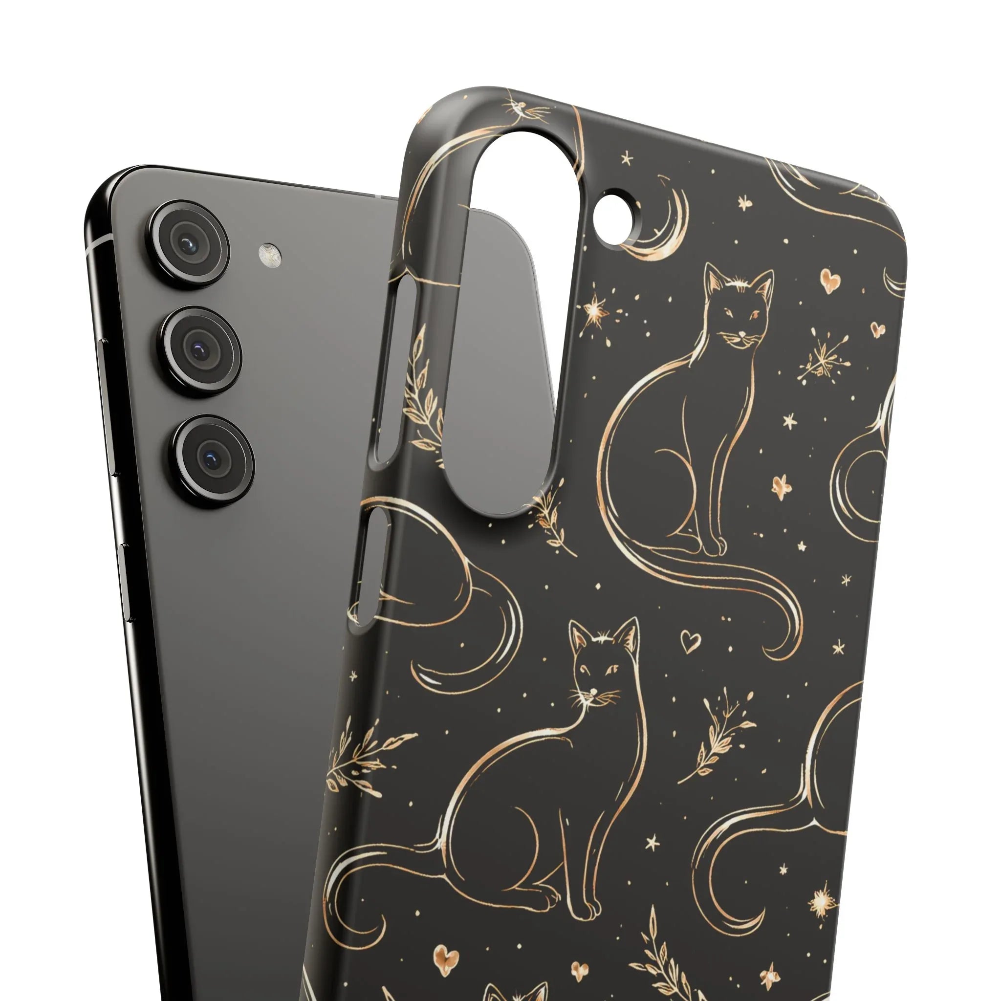 Golden Cat Pattern Phone Case for iPhone 11–17 & Galaxy S21–S25 - KARARMDESIGN
