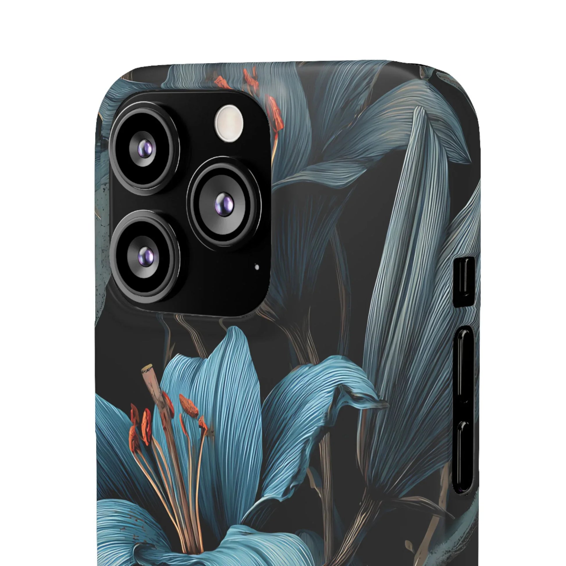 Blue Lily Floral Phone Case for iPhone 11-17 and Galaxy S20-S25 - KARARMDESIGN