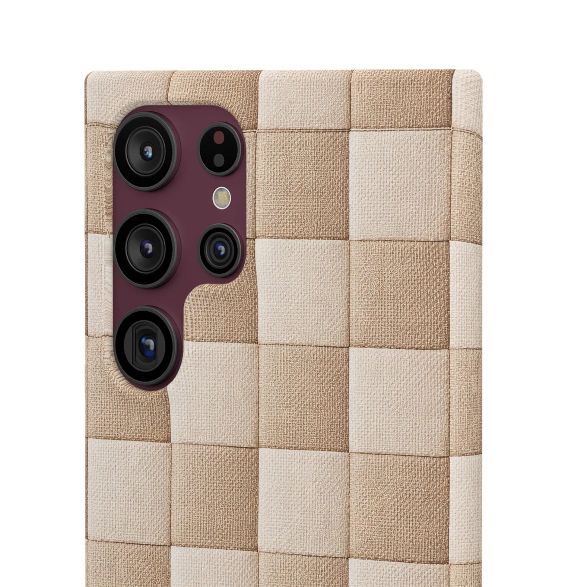 Beige Woven Phone Case for iPhone 11-17 and Galaxy S20-S25 - KARARMDESIGN