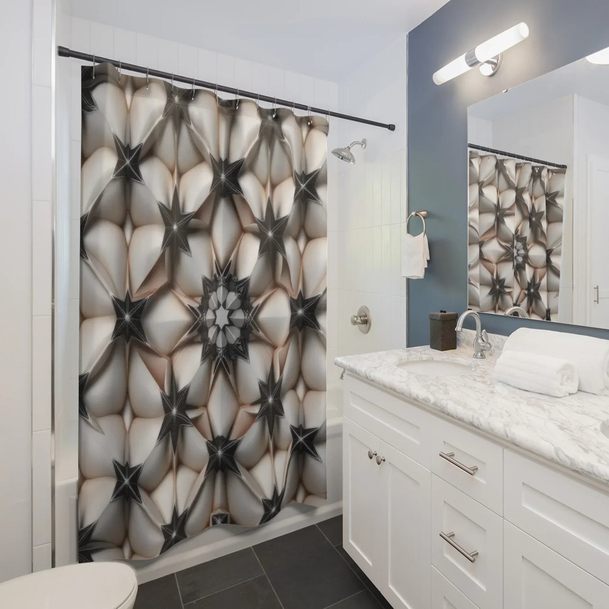 Geometric Elegance and Modern Bathroom Shower Curtain - KarArmDesign