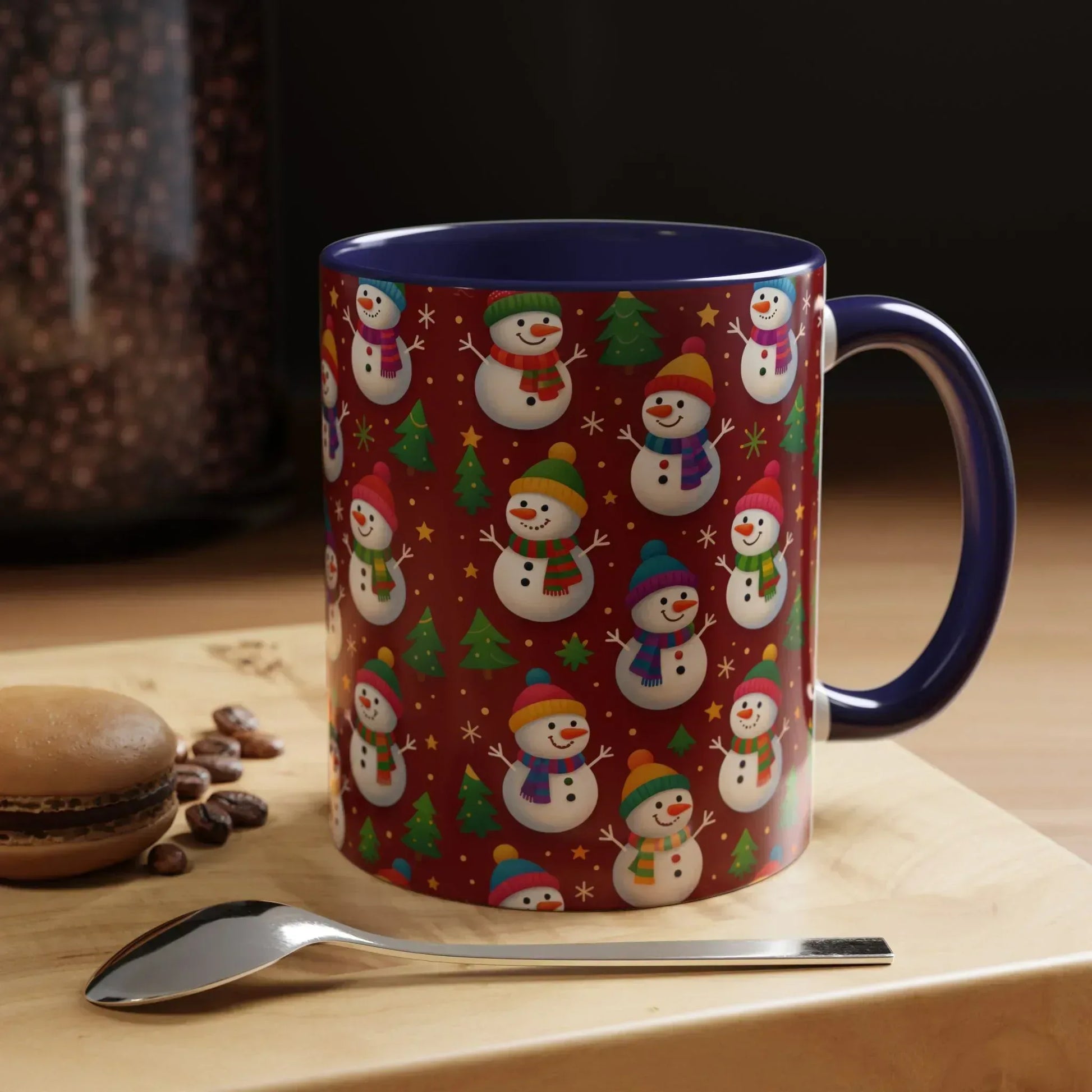 Festive Snowman Parade Accent Coffee Mug (11oz) - KARARMDESIGN
