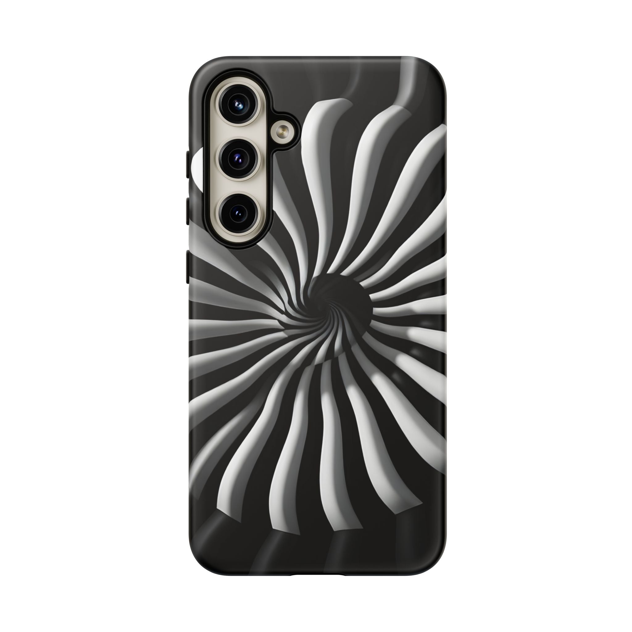 Hypnotic Black and White Spiral Phone Case – Optical Illusion Design for iPhone & Galaxy