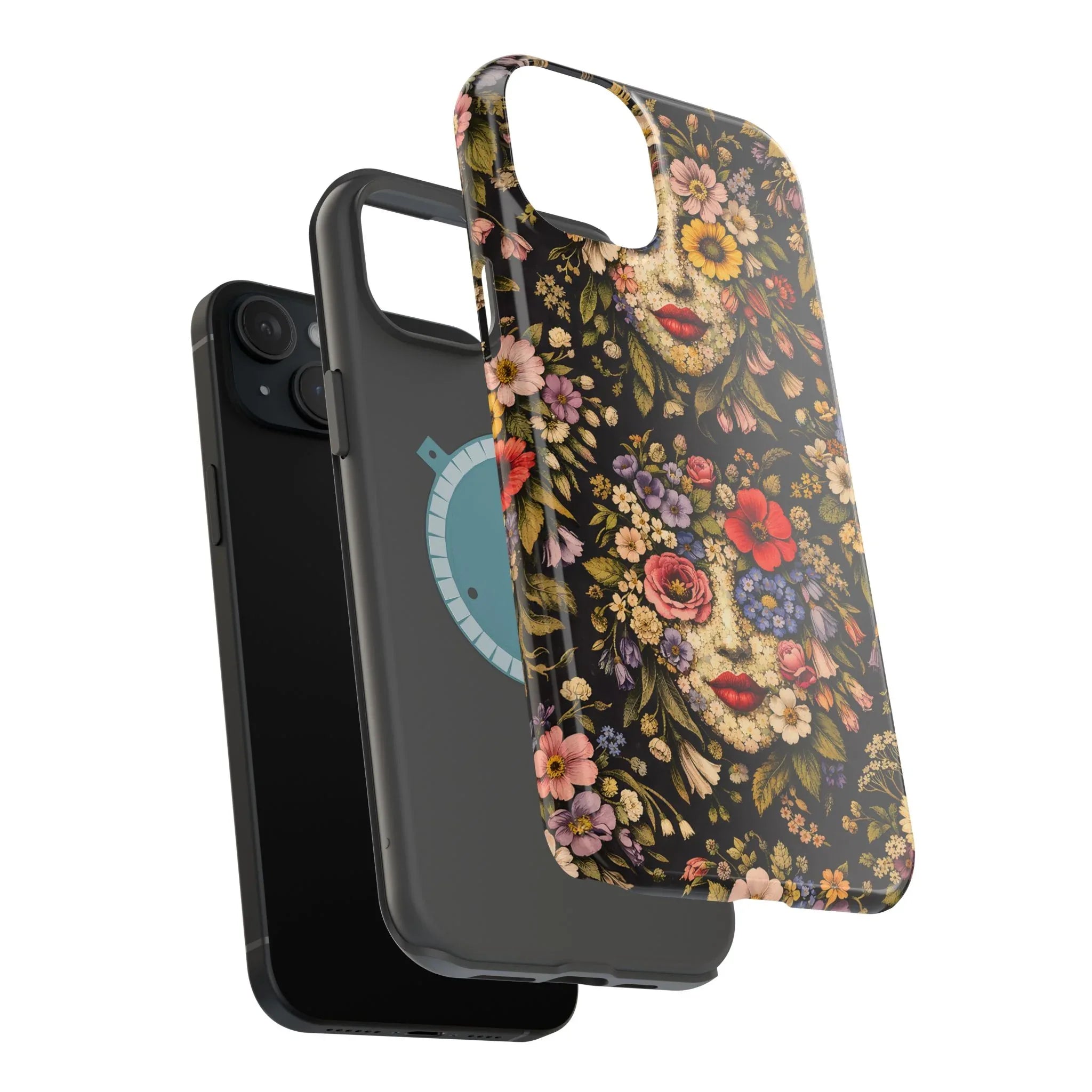 Vintage Flower Face Phone Case for iPhone 13-17 - KARARMDESIGN
