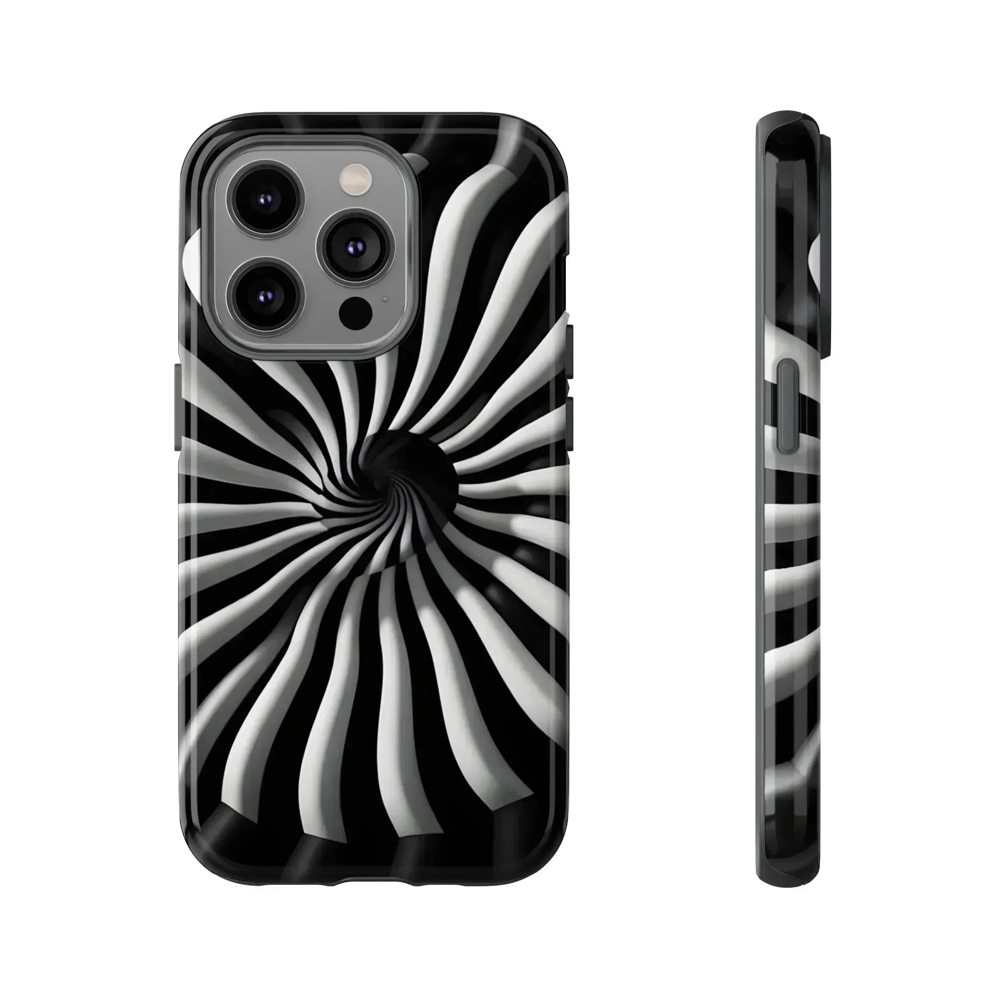 Hypnotic Black and White Spiral Phone Case for iPhone & Galaxy - KARARMDESIGN