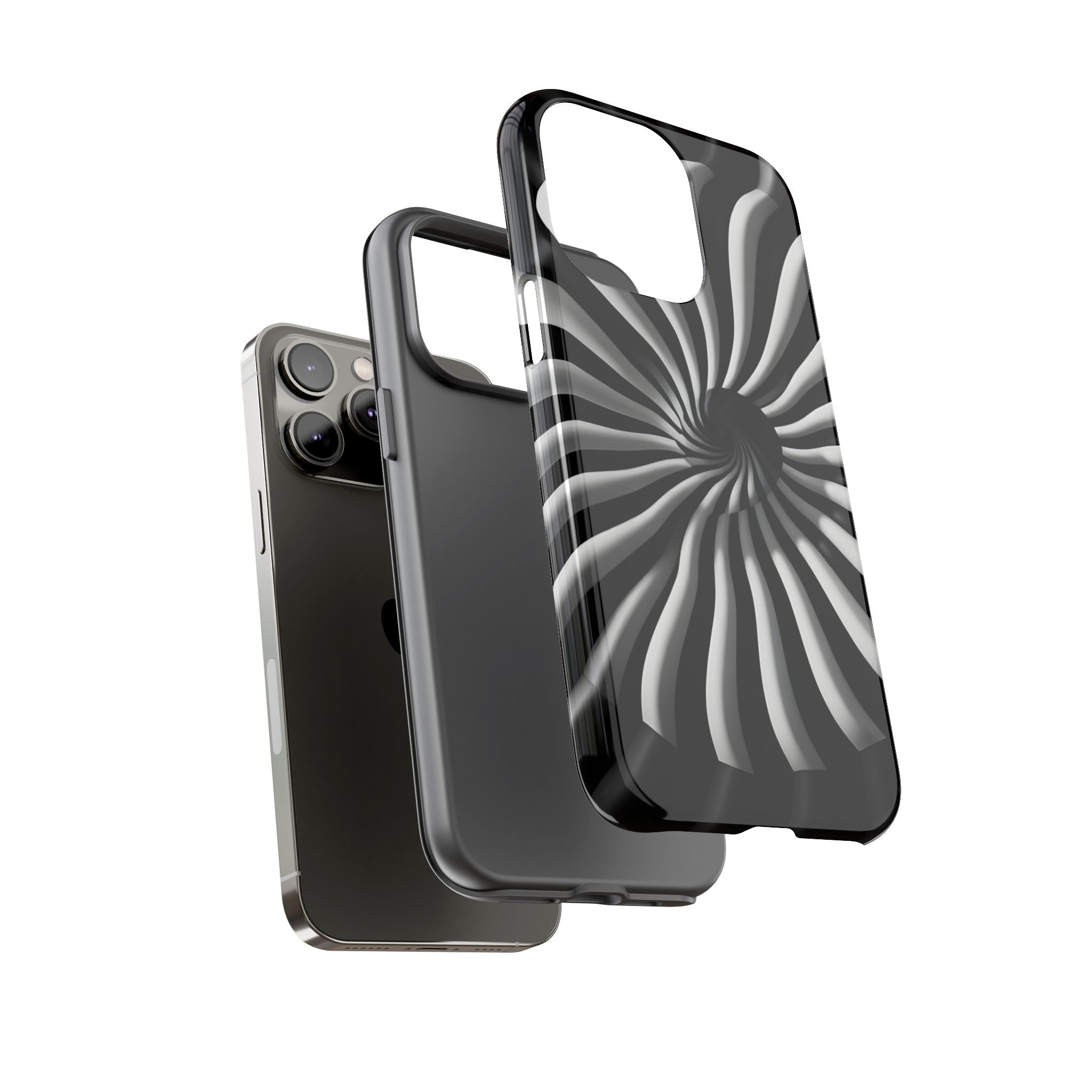 Hypnotic Black and White Spiral Phone Case – Optical Illusion Design for iPhone & Galaxy